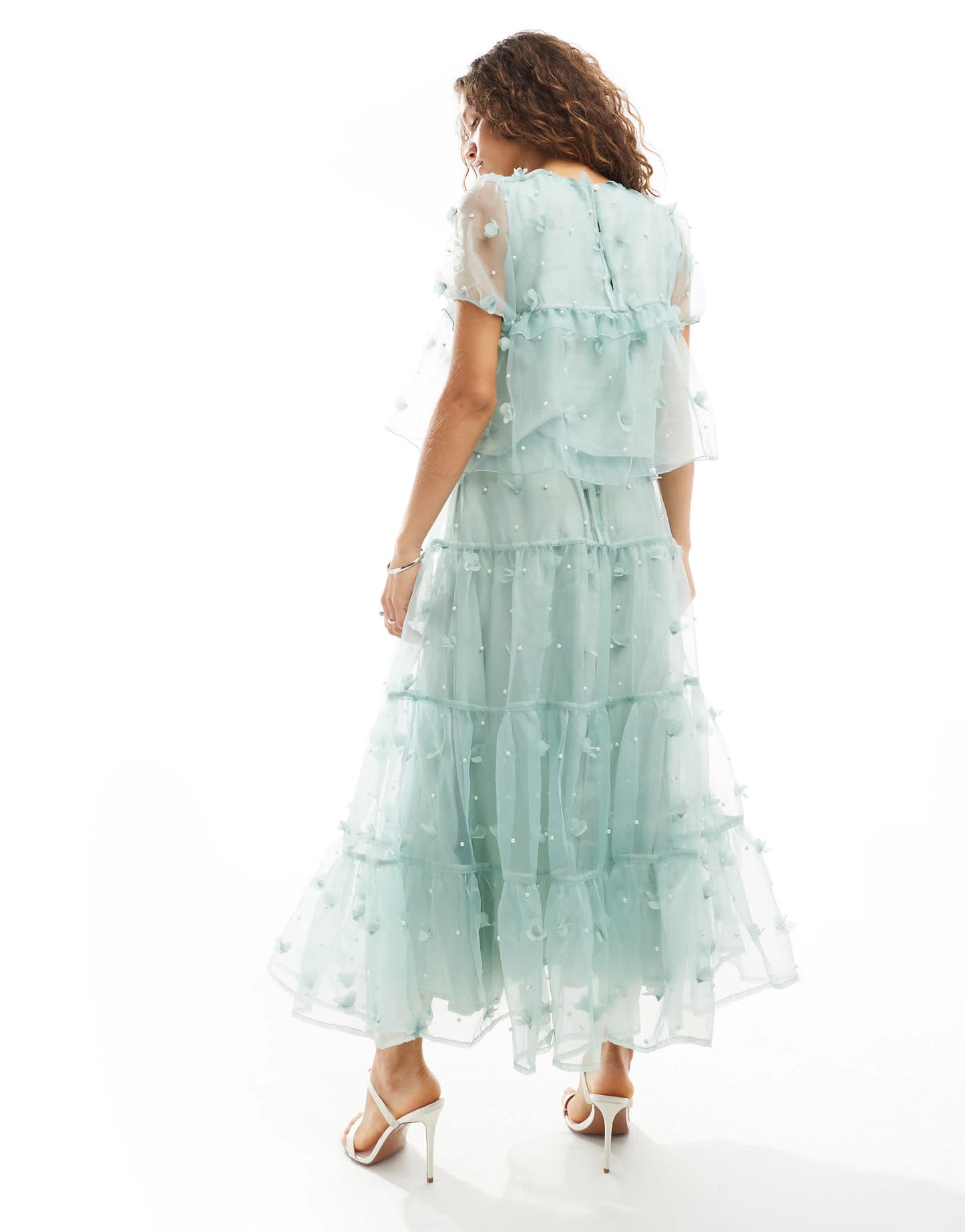 Dream Sister Jane floral organza midaxi skirt co-ord in sage