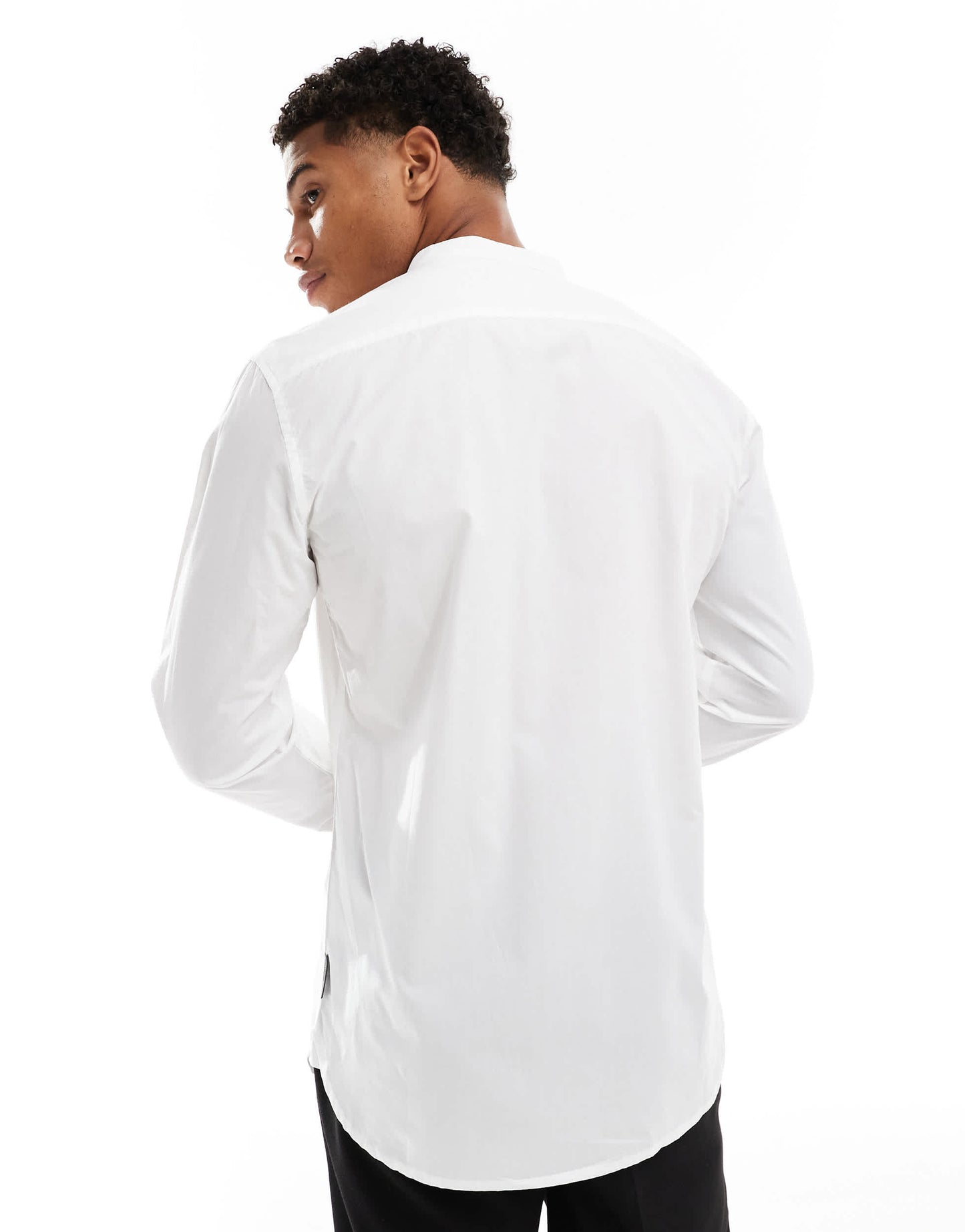 French Connection long sleeve henley shirt with single breast pocket in white