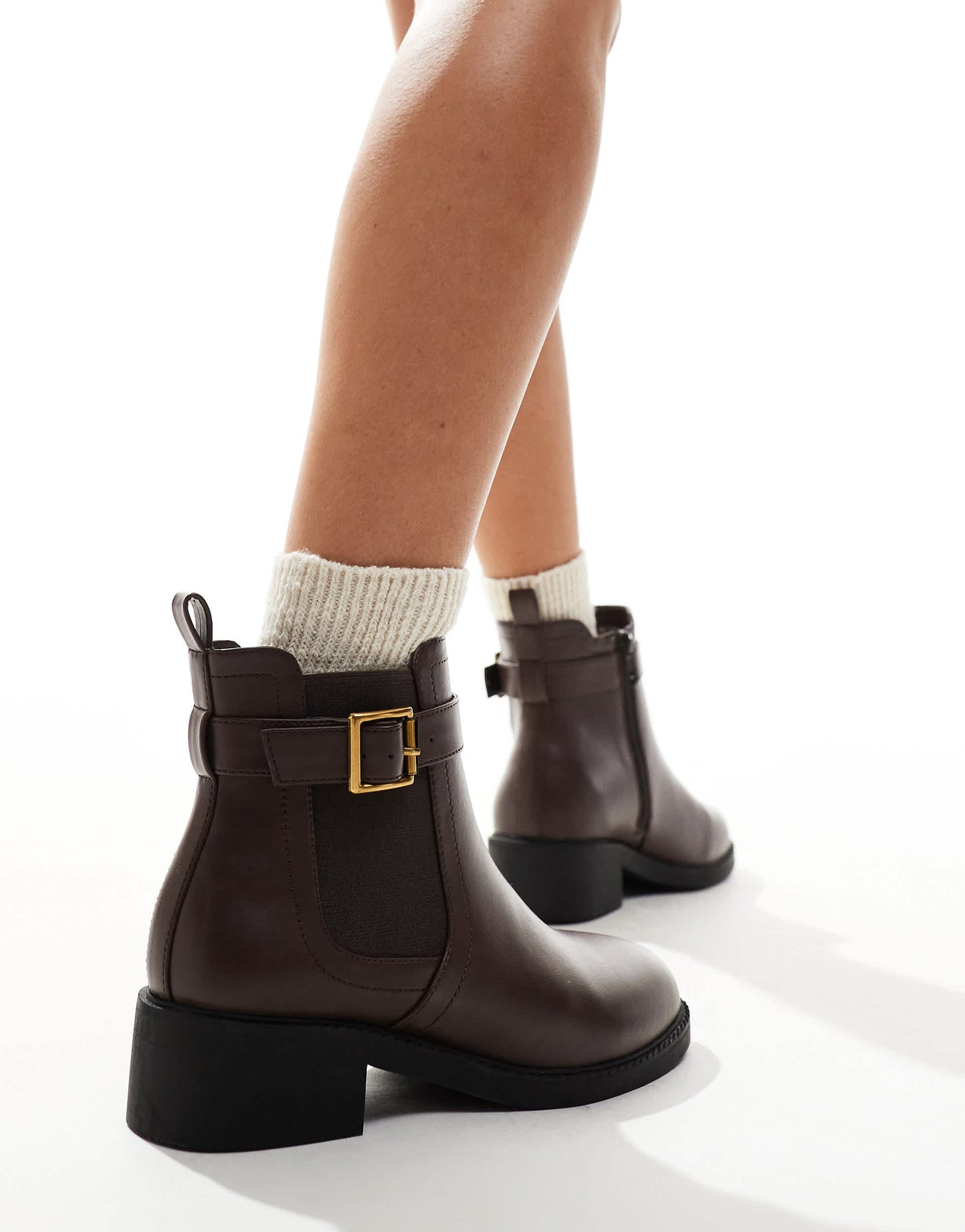 Yours ankle boot with buckle detail in brown