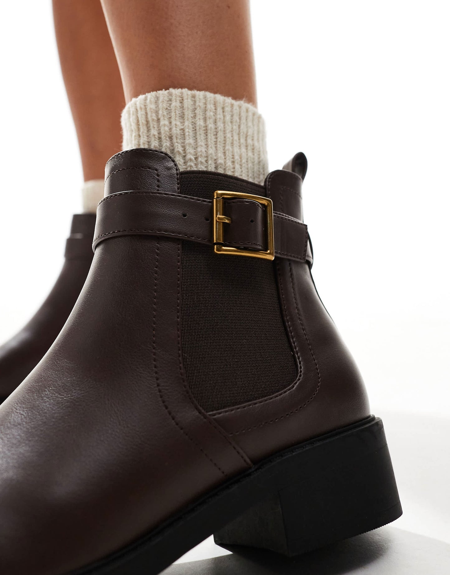 Yours ankle boot with buckle detail in brown