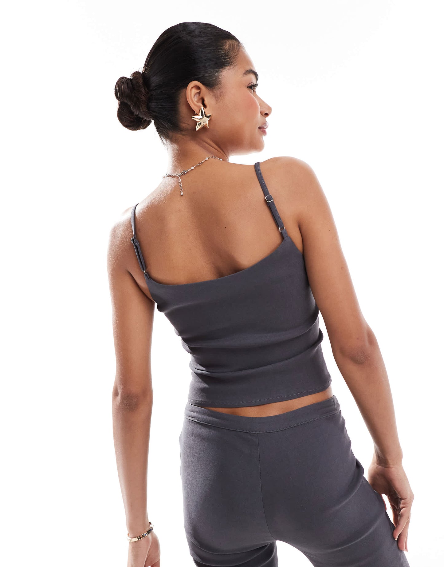 Motel katira bust detail cami top co-ord in charcoal