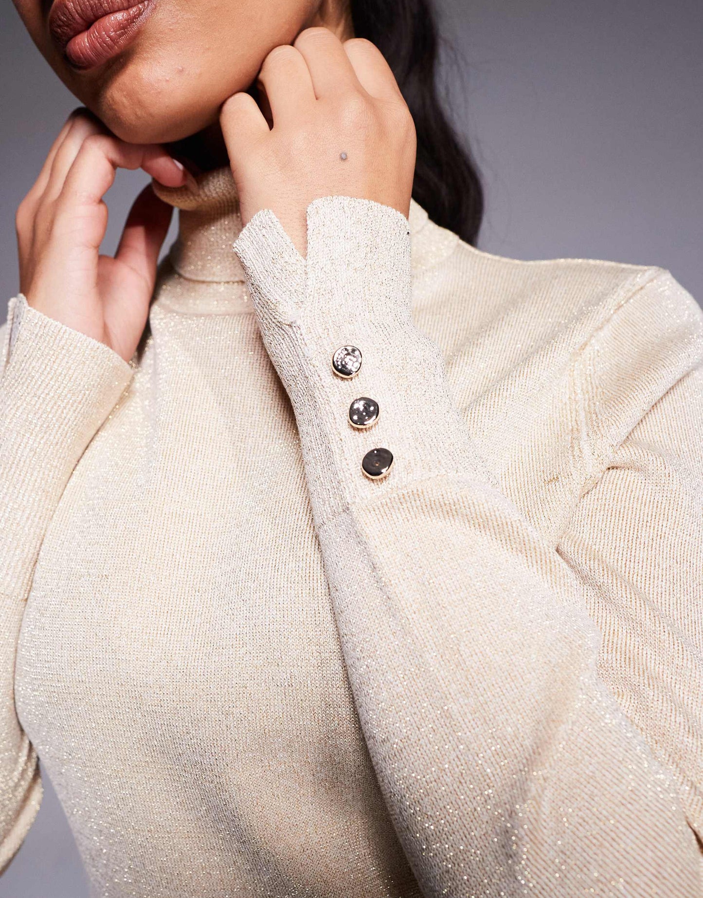 River Island roll neck jumper in cream
