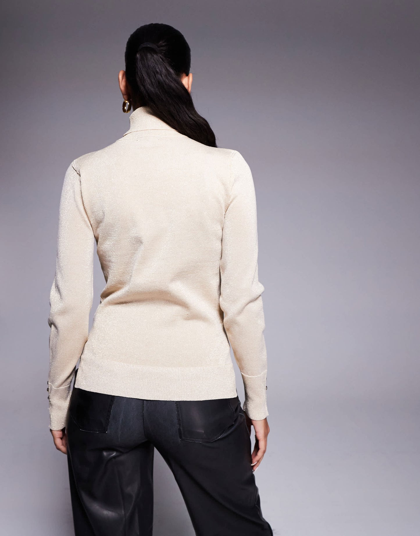 River Island roll neck jumper in cream