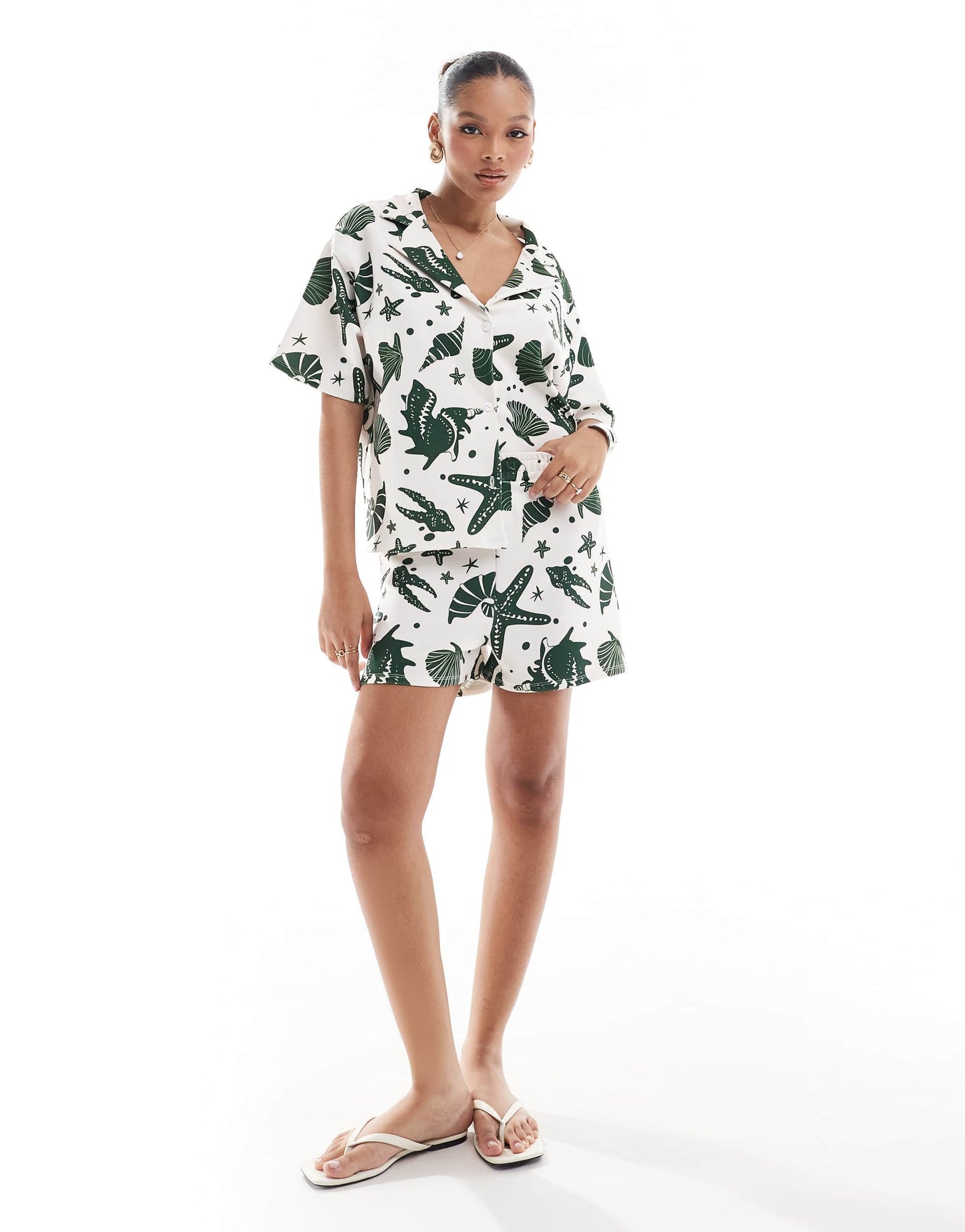 ASOS DESIGN shorts co-ord in seashell print