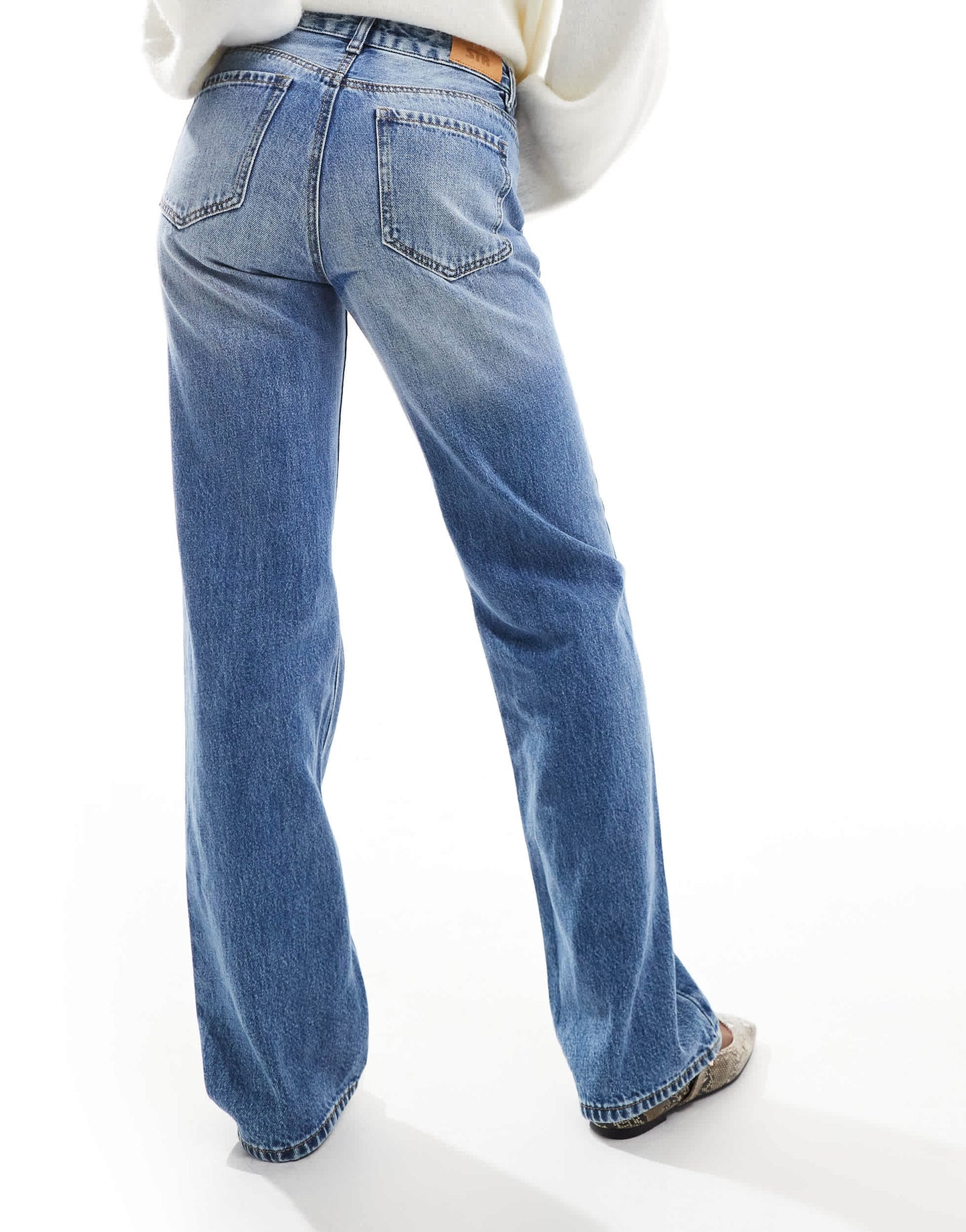 Stradivarius STR straight leg jean in medium wash blue