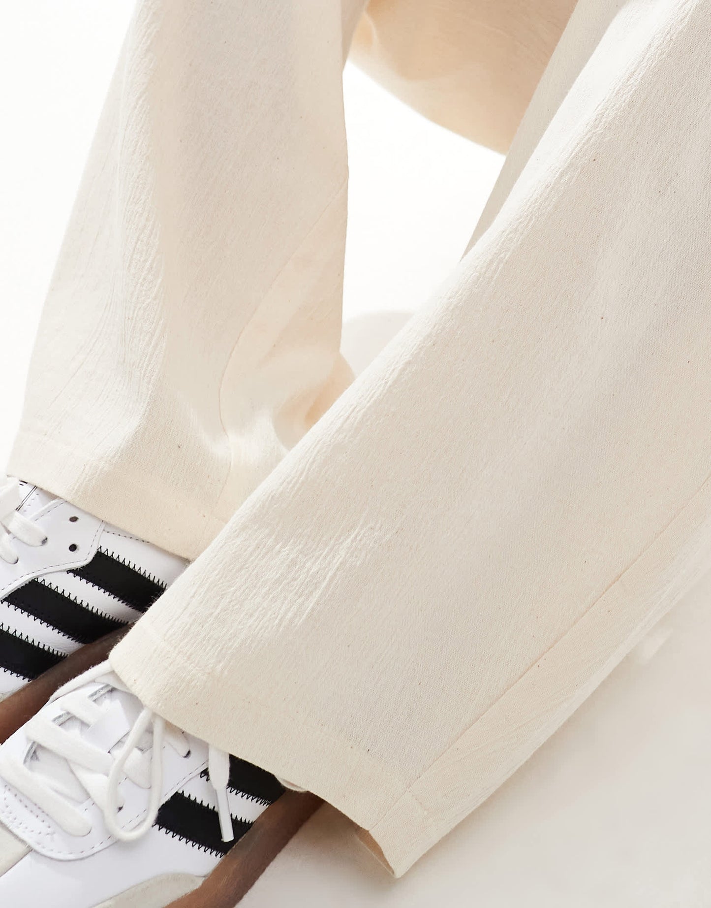 ASOS DESIGN drawstring waist barrel leg trouser in ecru
