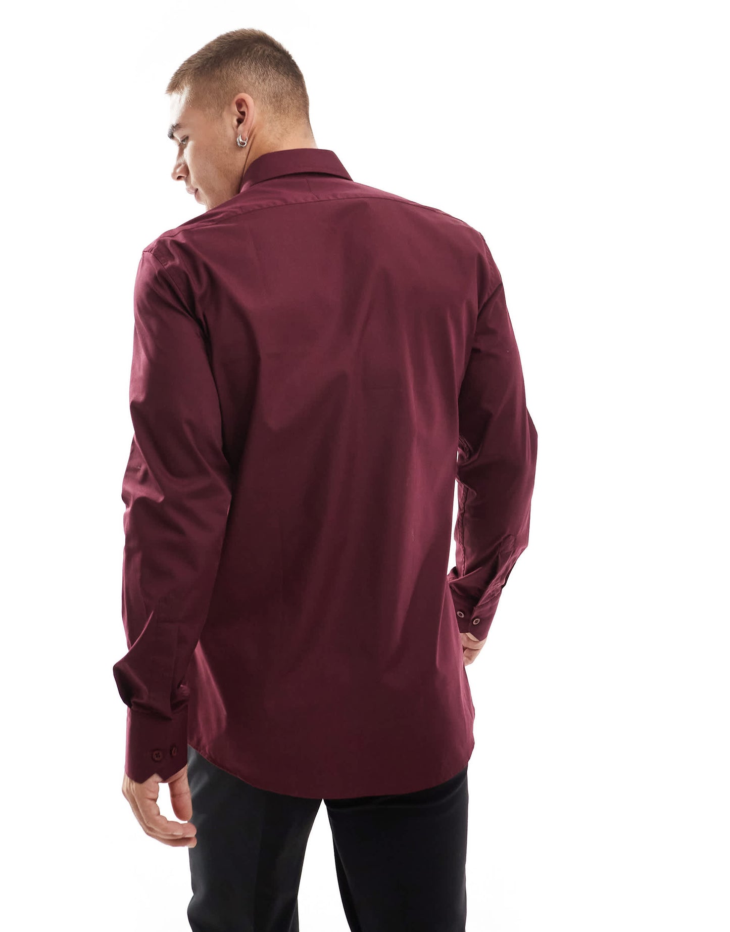 Shelby and Sons chilwell smart shirt in burgundy