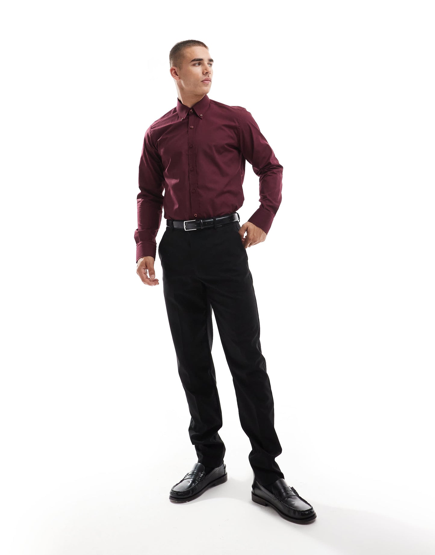 Shelby and Sons chilwell smart shirt in burgundy