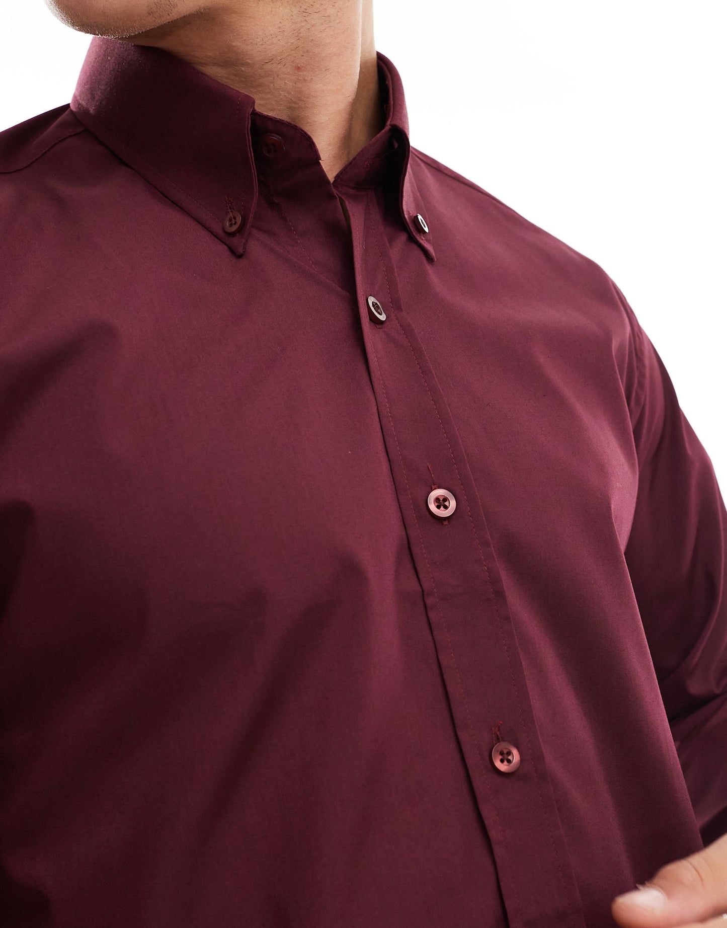 Shelby and Sons chilwell smart shirt in burgundy
