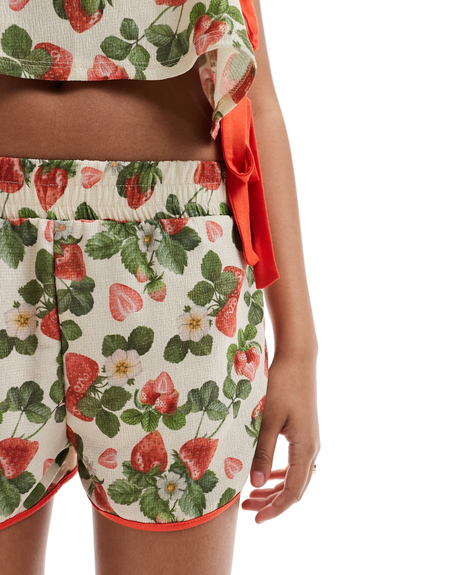 ASOS DESIGN contrast trim short co-ord in fruit print