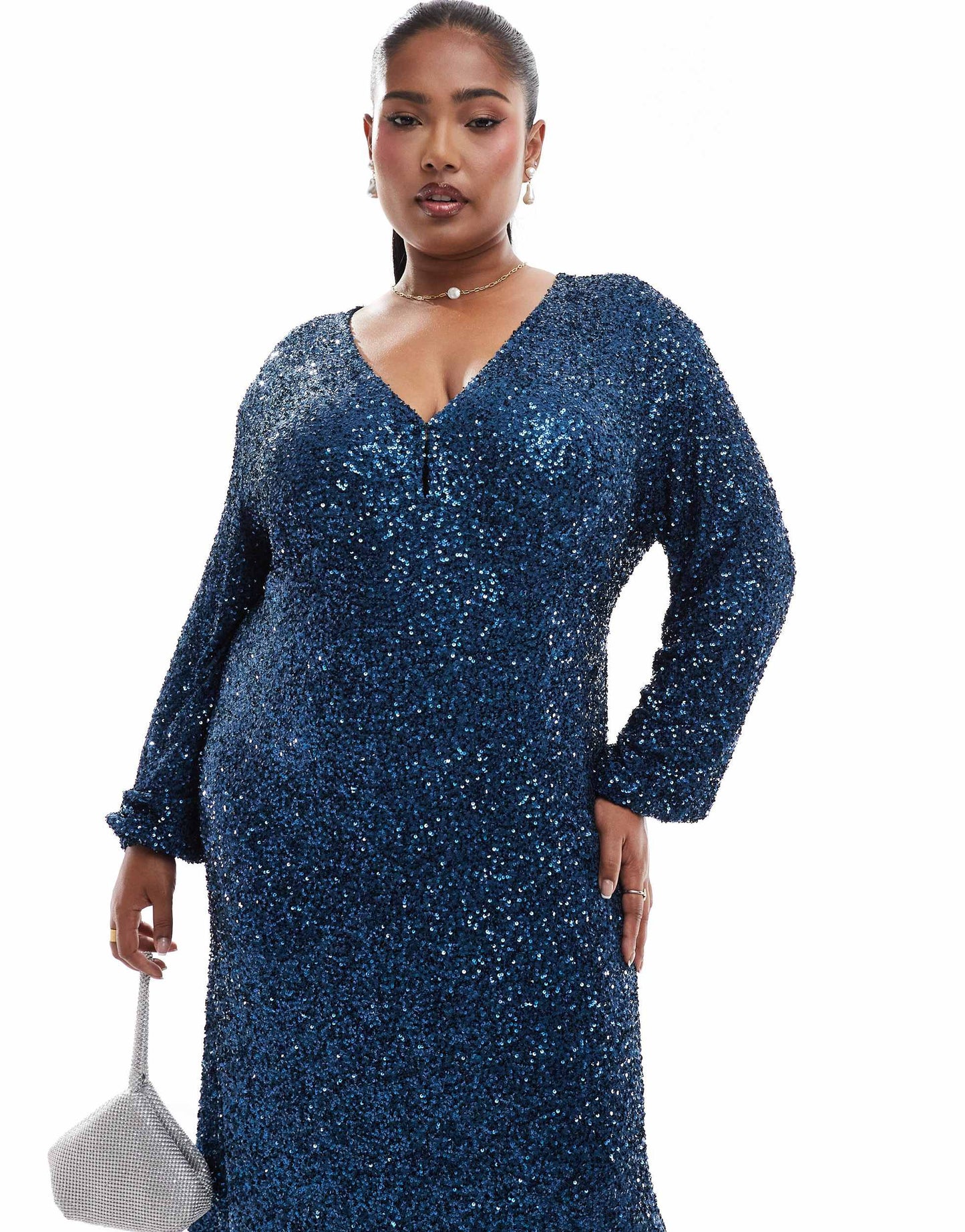 Never Fully Dressed Plus Emma maxi dress in teal sequin