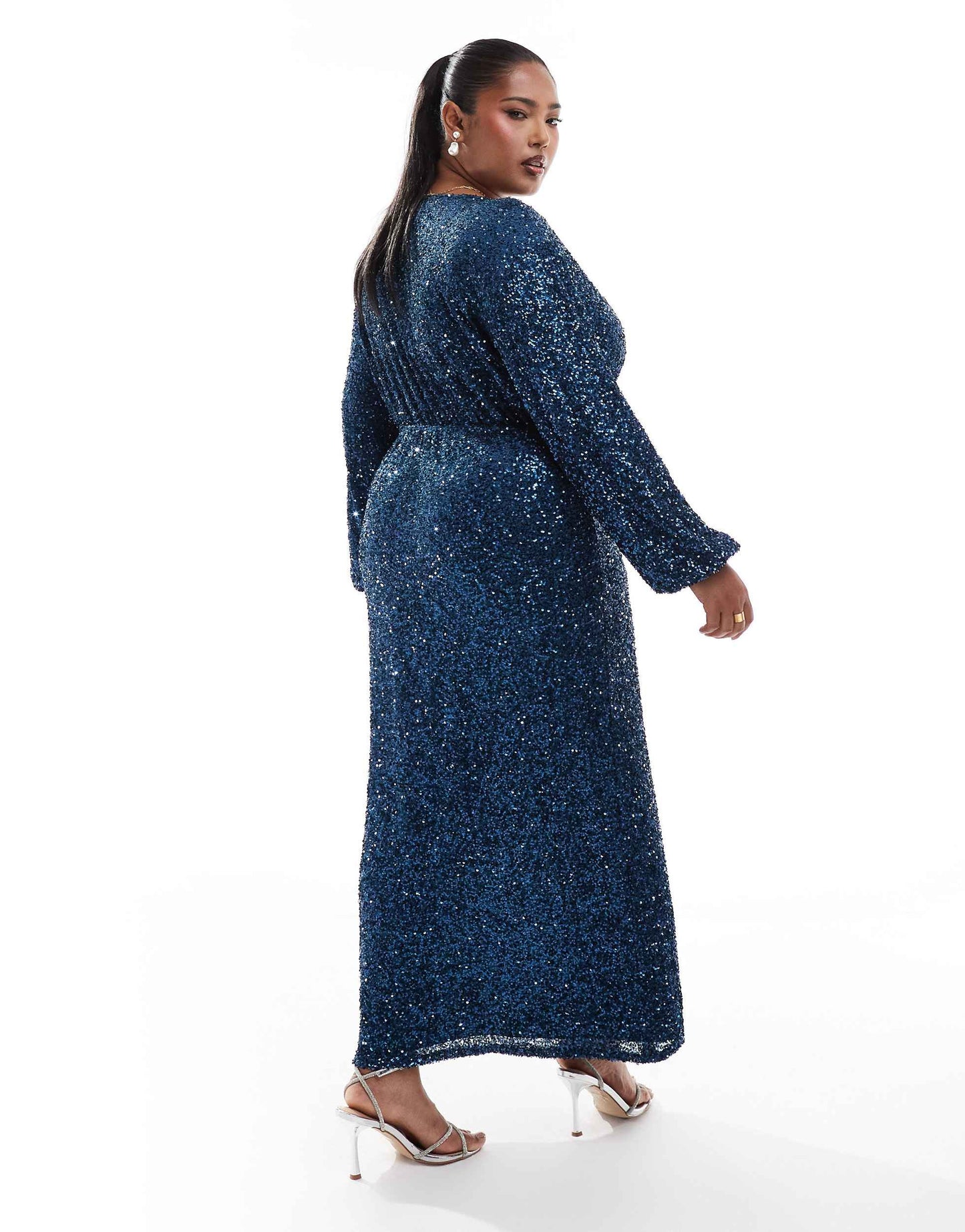 Never Fully Dressed Plus Emma maxi dress in teal sequin