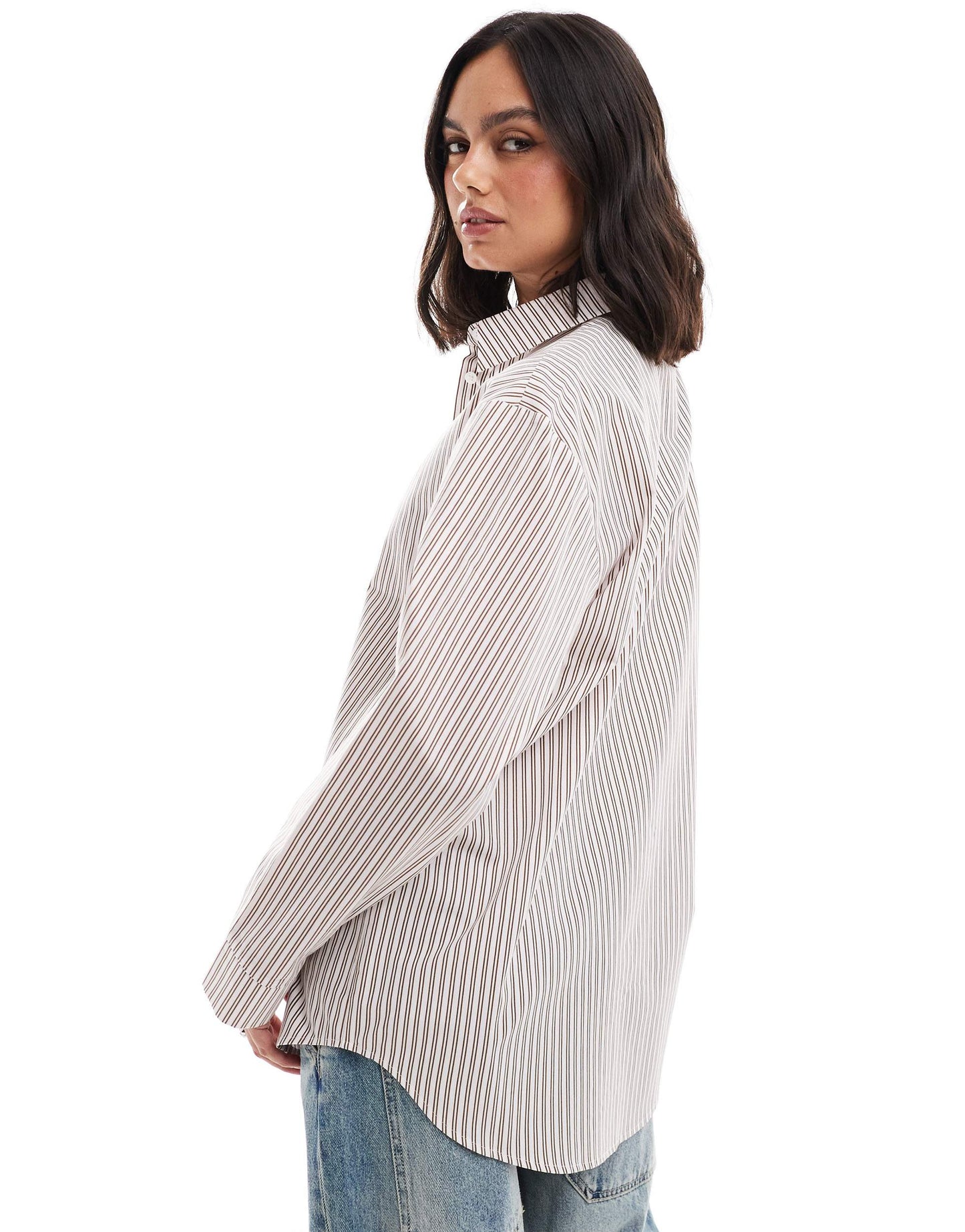 ASOS DESIGN poplin oversized shirt in pink stripe