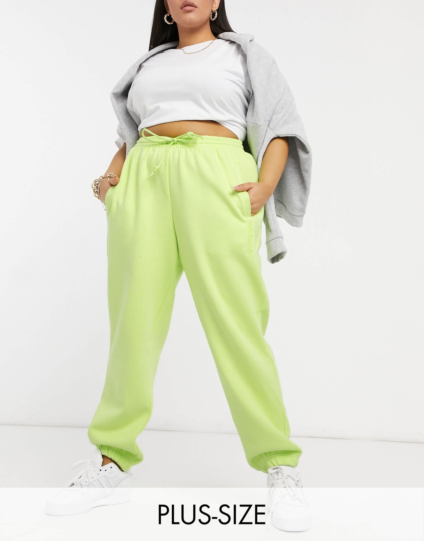 adidas Originals Plus oversized cuffed joggers in frozen yellow