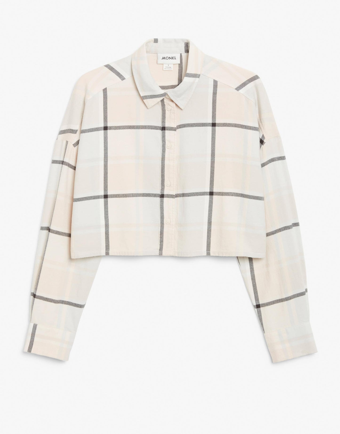 Monki Kelly cotton check print cropped shirt in pastel pink - PINK