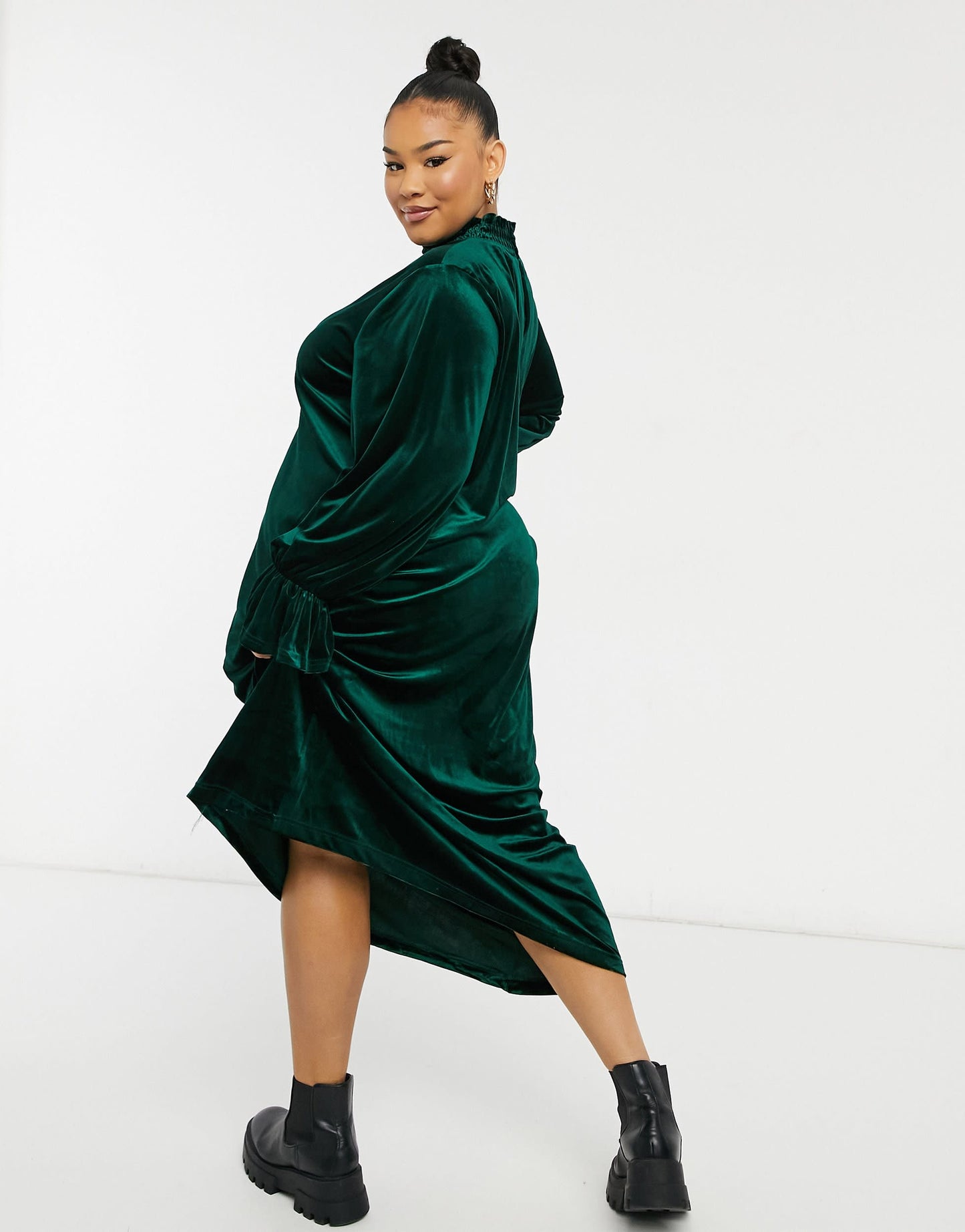 Native Youth Plus relaxed shirt in black velvet co-ord