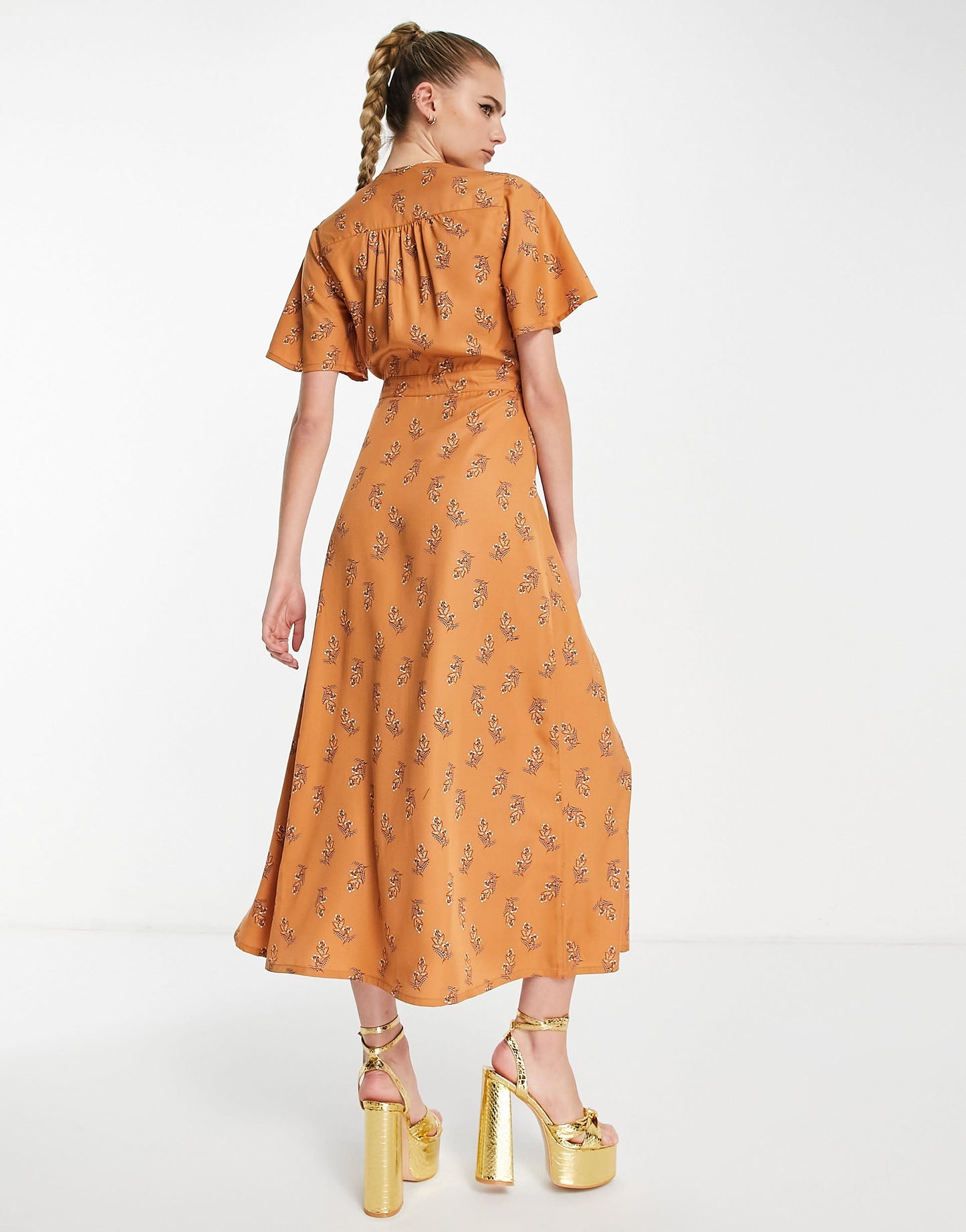People Tree midi wrap dress in delicate floral print