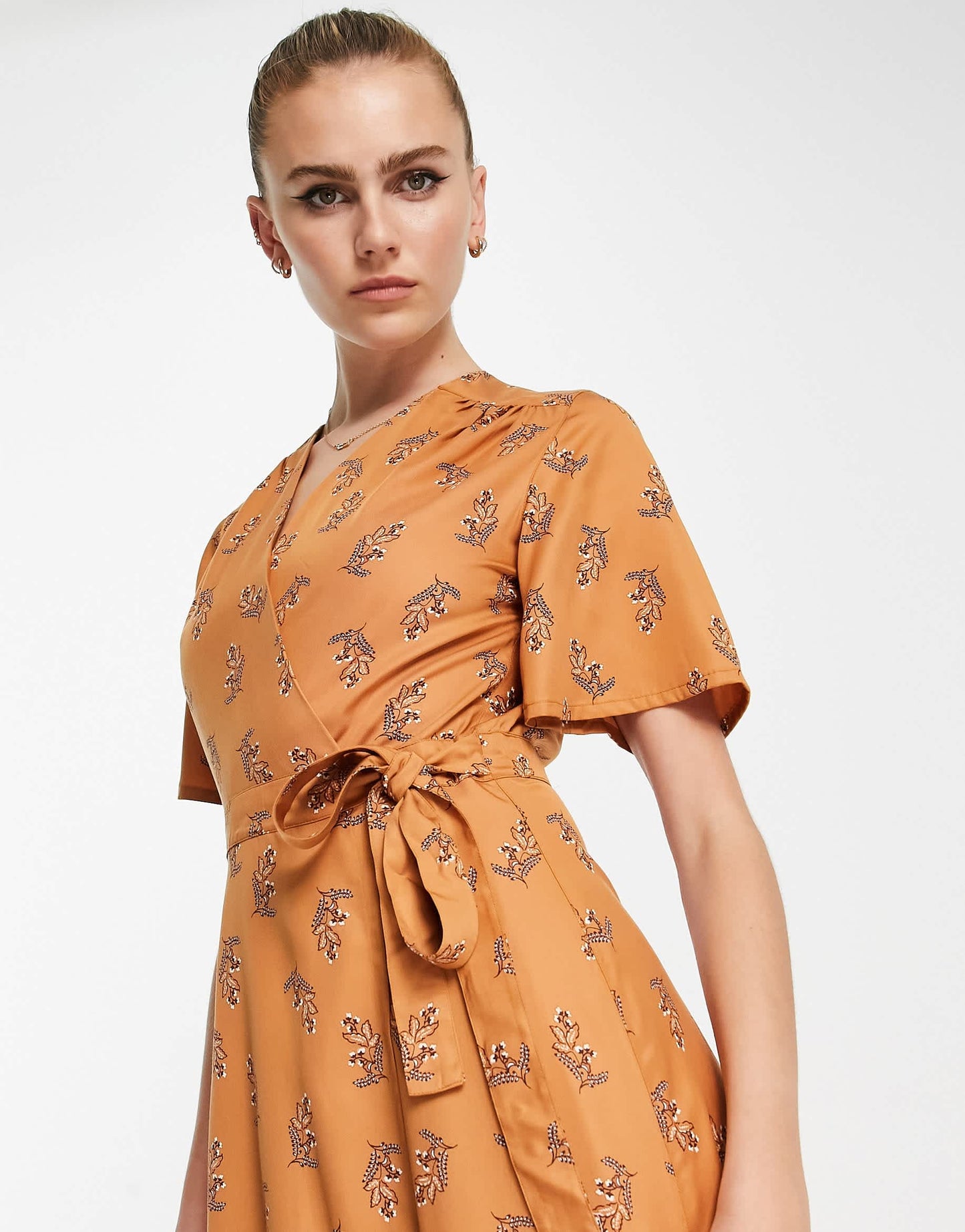 People Tree midi wrap dress in delicate floral print