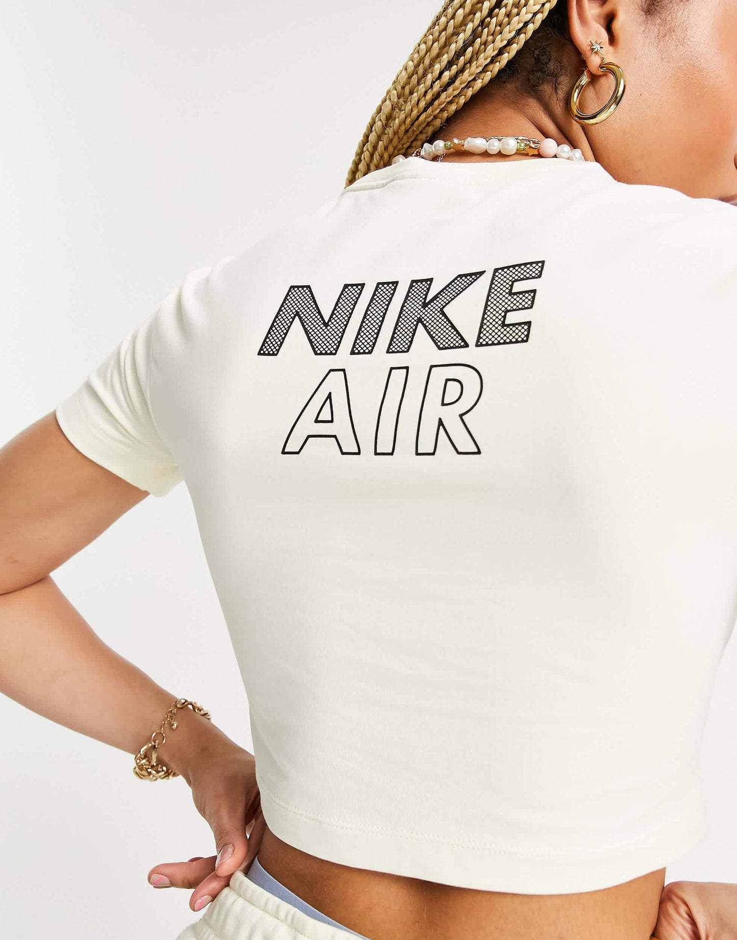 Nike Air cropped t-shirt in off white