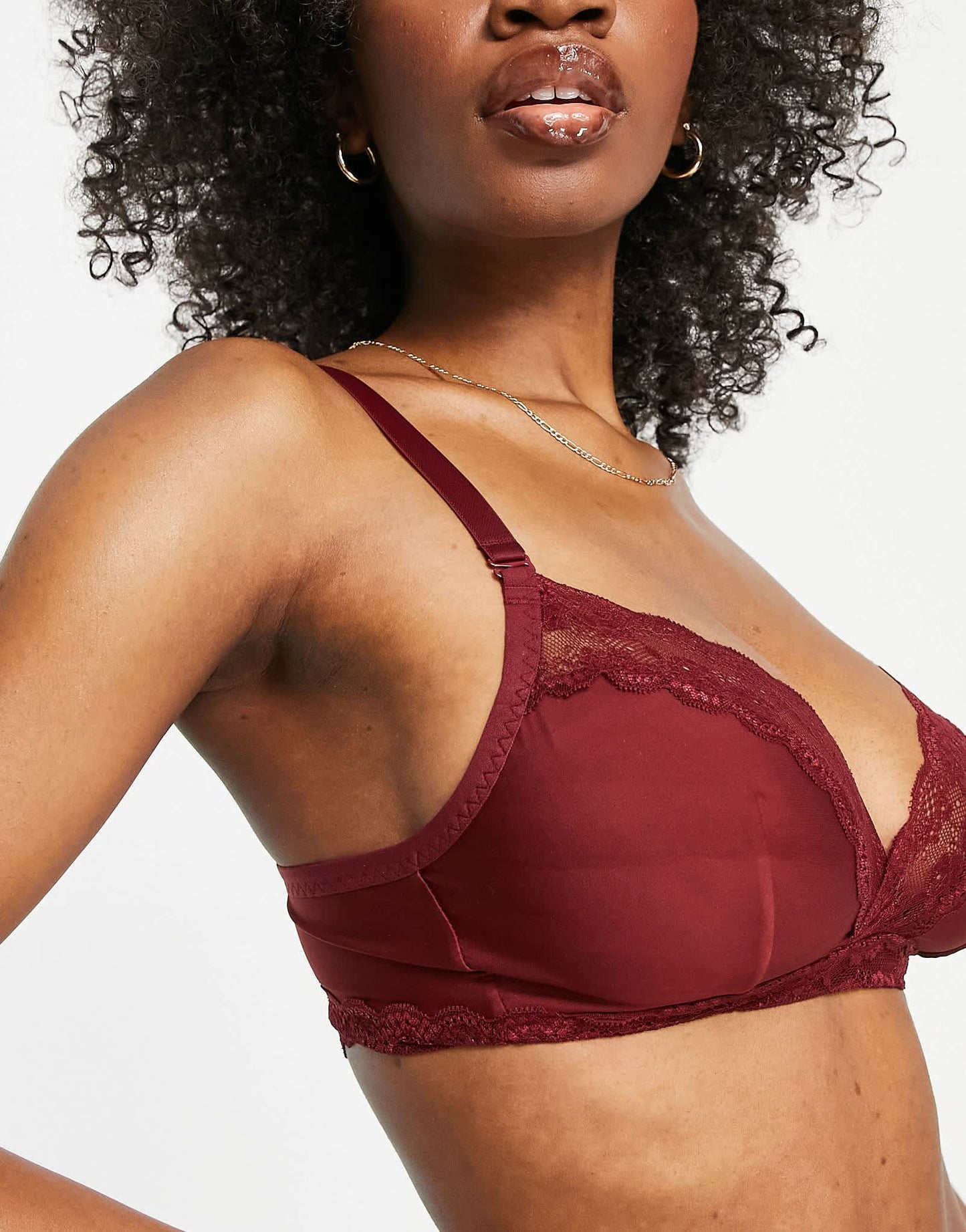 Curvy Kate Fuller Bust Twice The Fun reversible non wired lace trim bralette in black and oxblood