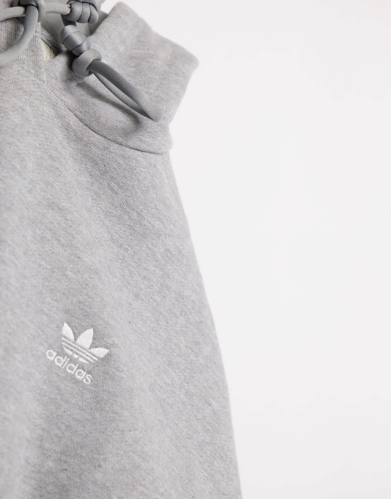 adidas Originals adicolor three stripe cropped hoodie in grey