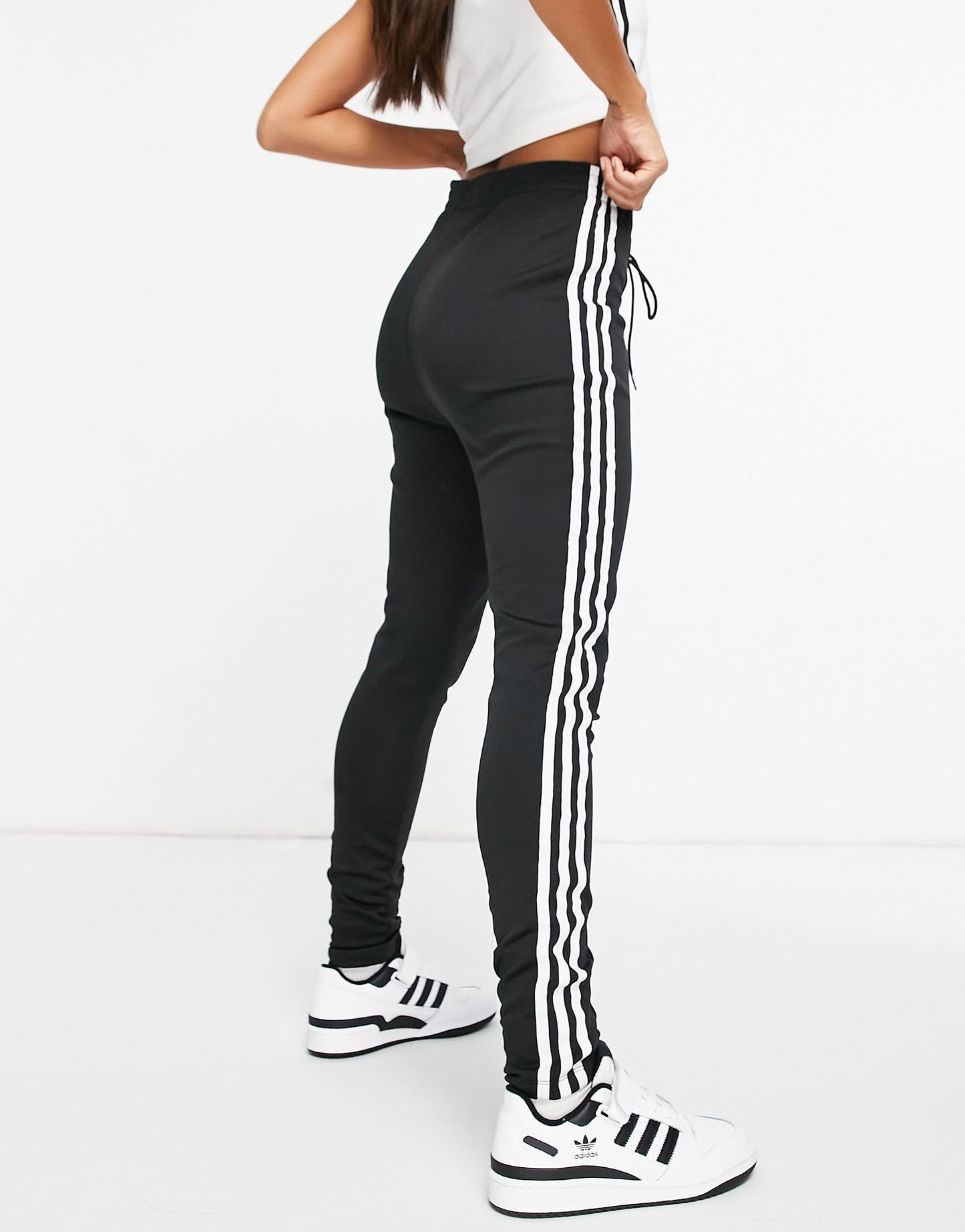 adidas Originals three stripe corset leggings in black