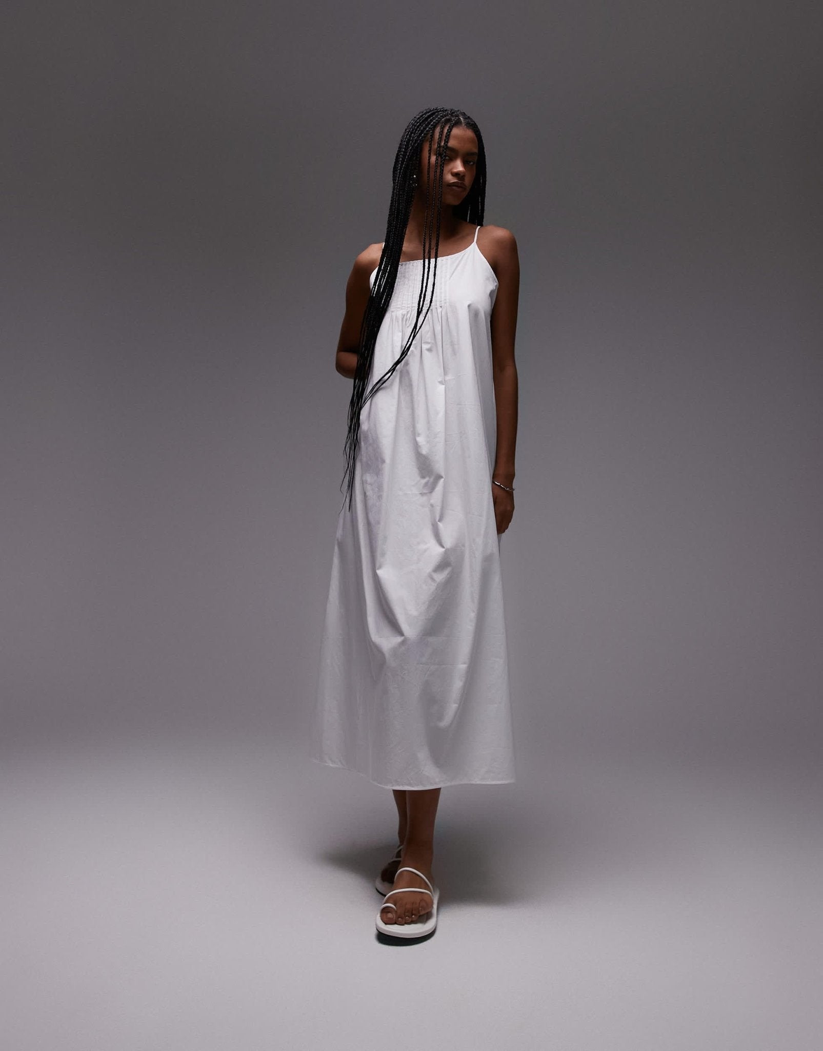 ARKET pure cotton poplin maxi beach dress with spaghetti straps in whi – ASOS Sample Sale