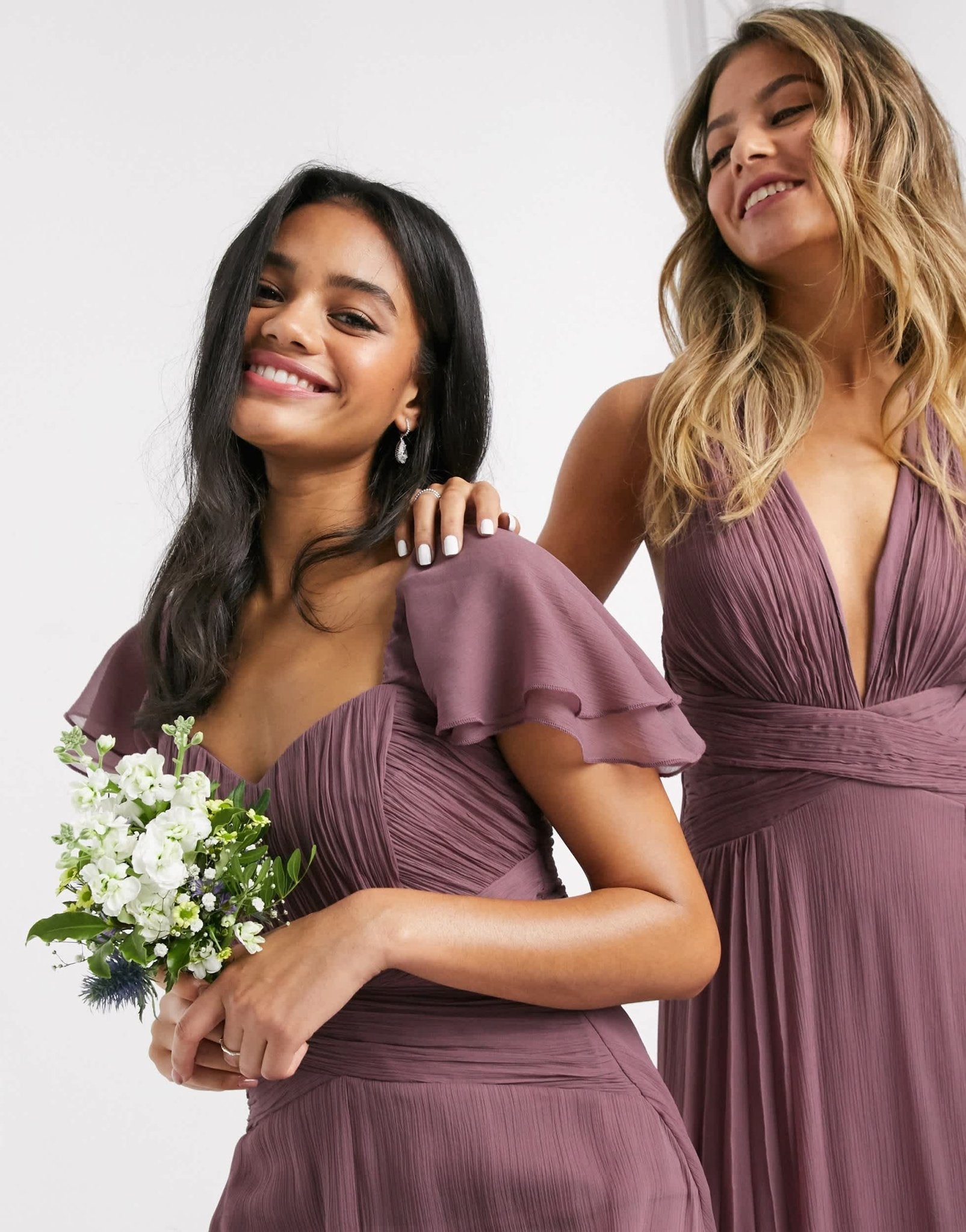purple bridesmaid dresses asos DESIGN short sleeve ruched maxi dress – ASOS Sample Sale REPLEN25 Shoes to Go with Color:Ivory*
