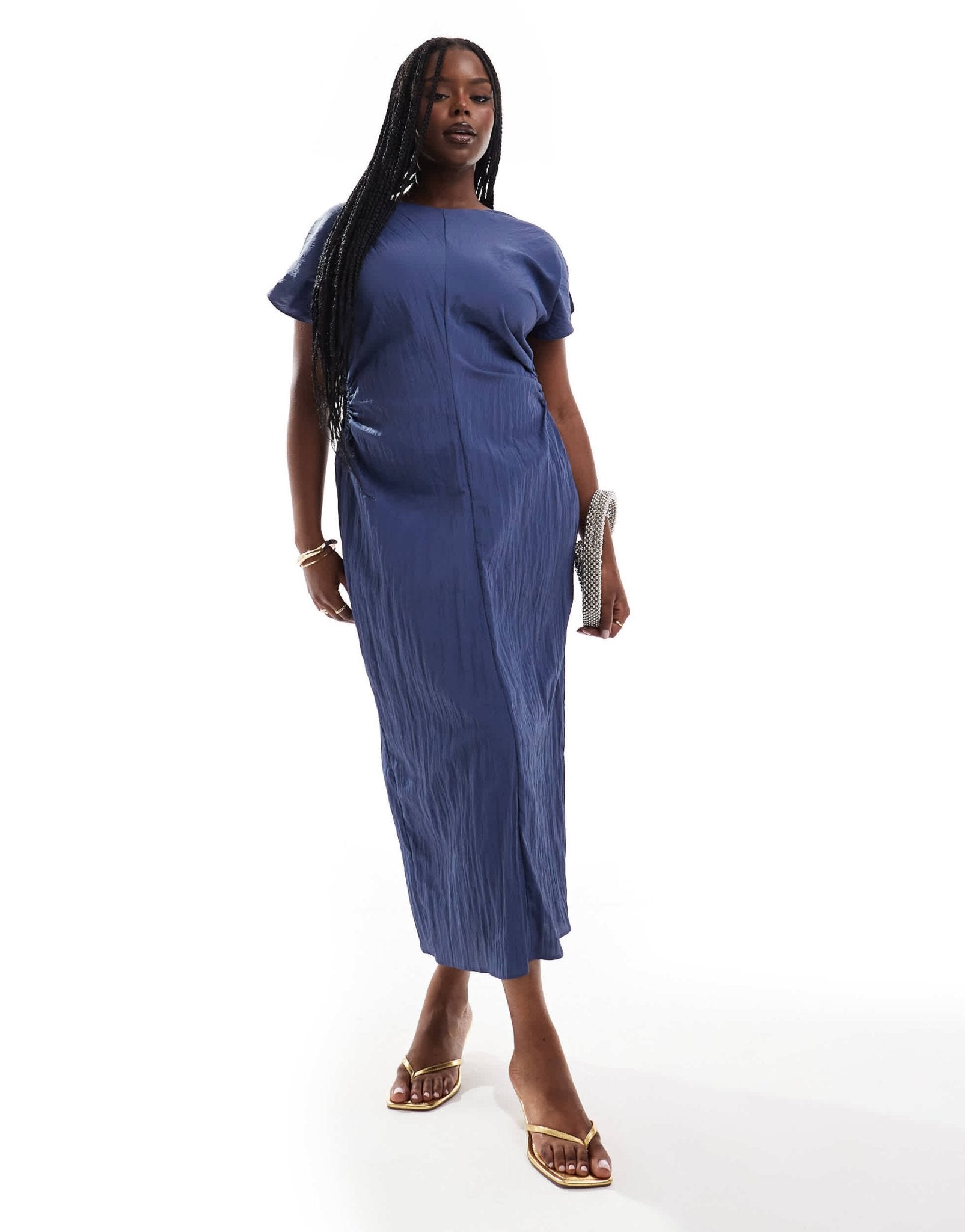 ASOS DESIGN Curve split cap sleeve cut out midi dress in washed blue – ASOS  Sample Sale