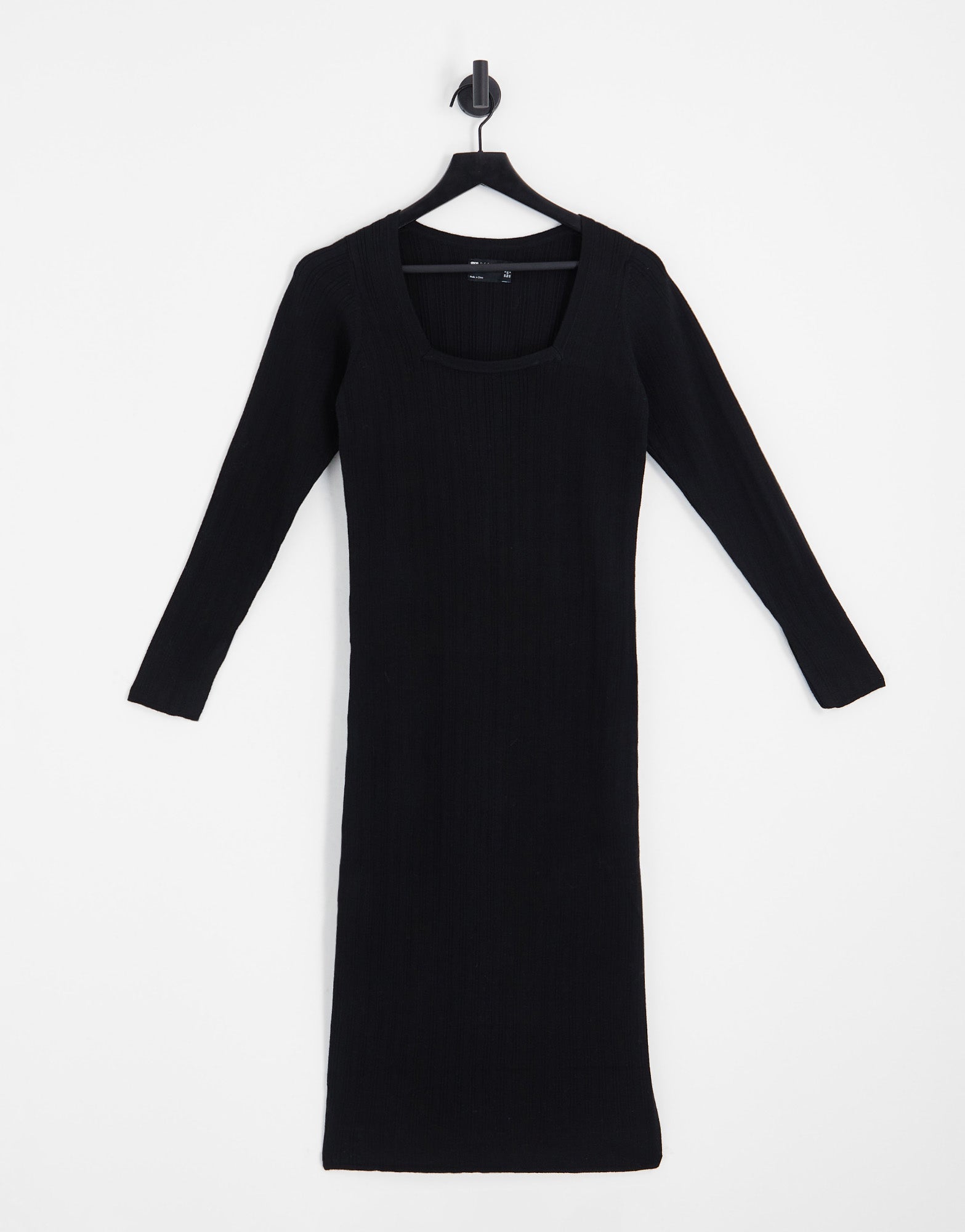 ASOS DESIGN Maternity knitted midi dress with square neck in black – ASOS  Sample Sale
