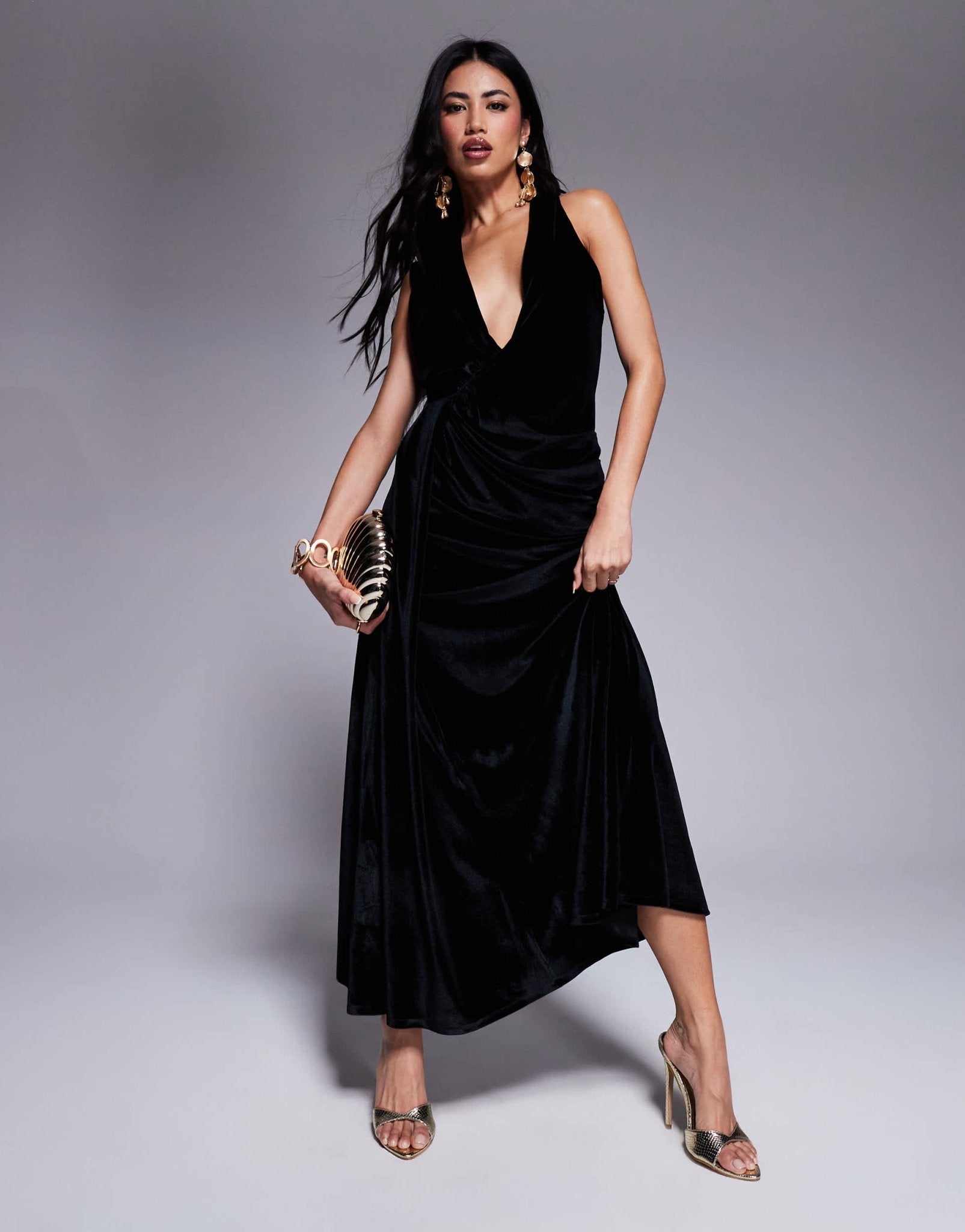 asos midi dress sale DESIGN velvet deep plunge with draped sash detail in b J.Crew Crochet-Panel Mini Dress Black/White Oxford Shoes this dress features elegant size:42-36