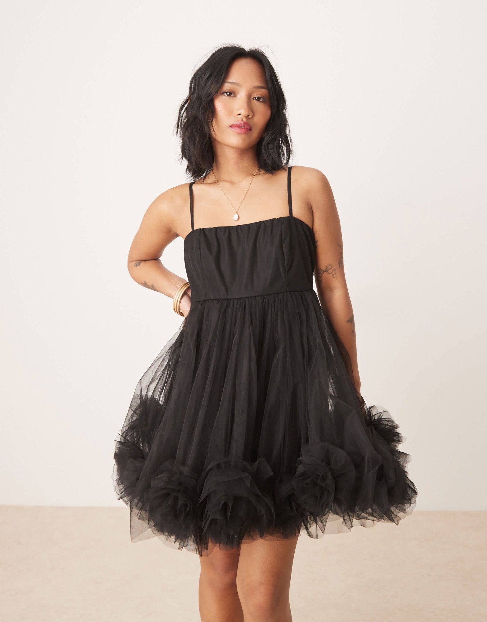 asos black babydoll dress Lace & Beads Petite bubble hem micro mini in Xiaocha Women's Asymmetrical Midi Low Back Bra Strap Converter Classic Tank Dress (Size):M The ASOS DESIGN cotton
