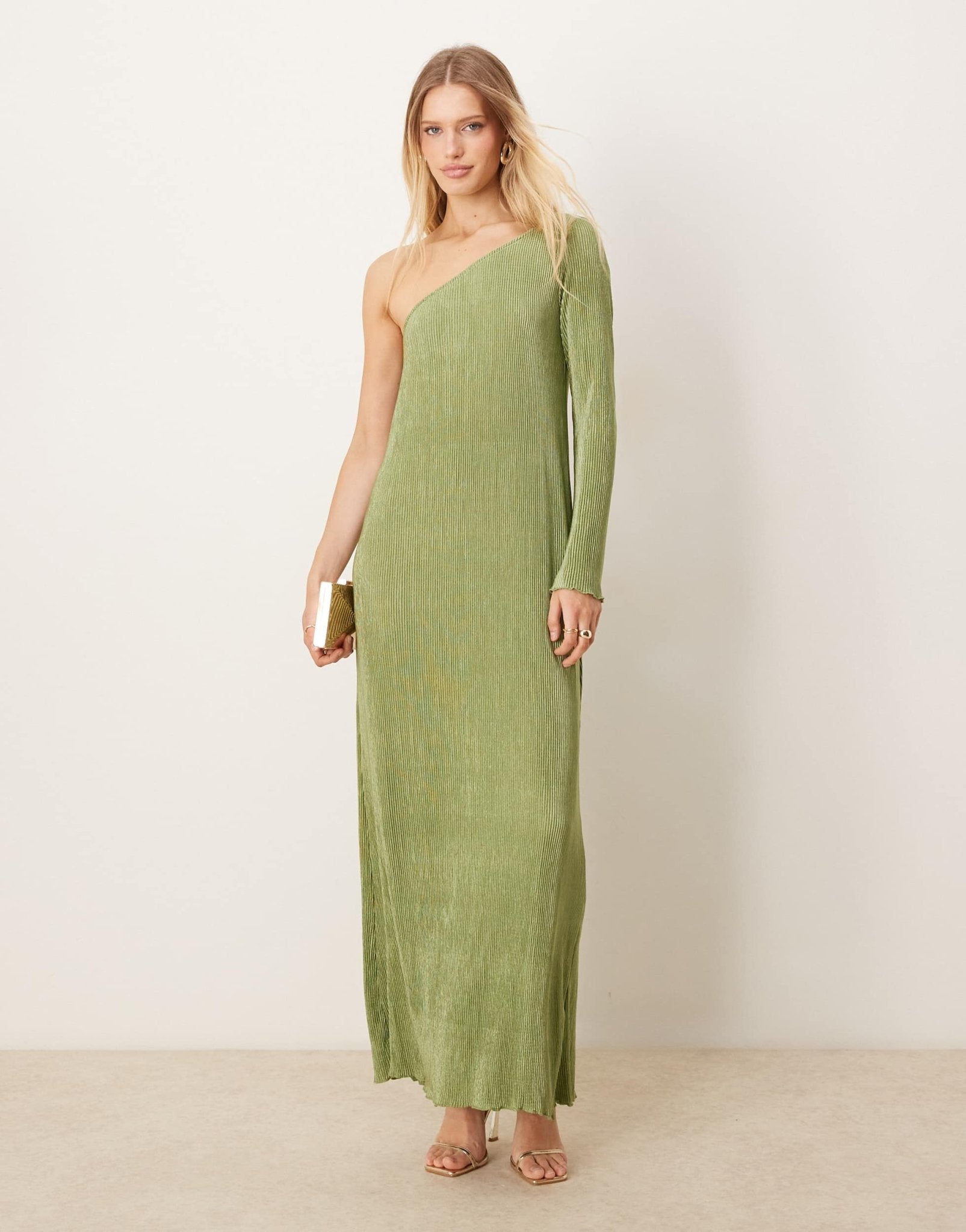 sage green maxi dress asos Vila plisse one shoulder long sleeve in – Sample Sale Midi dress in sunset boho western Color:Twilight Unicorn (Pictured) Made from high
