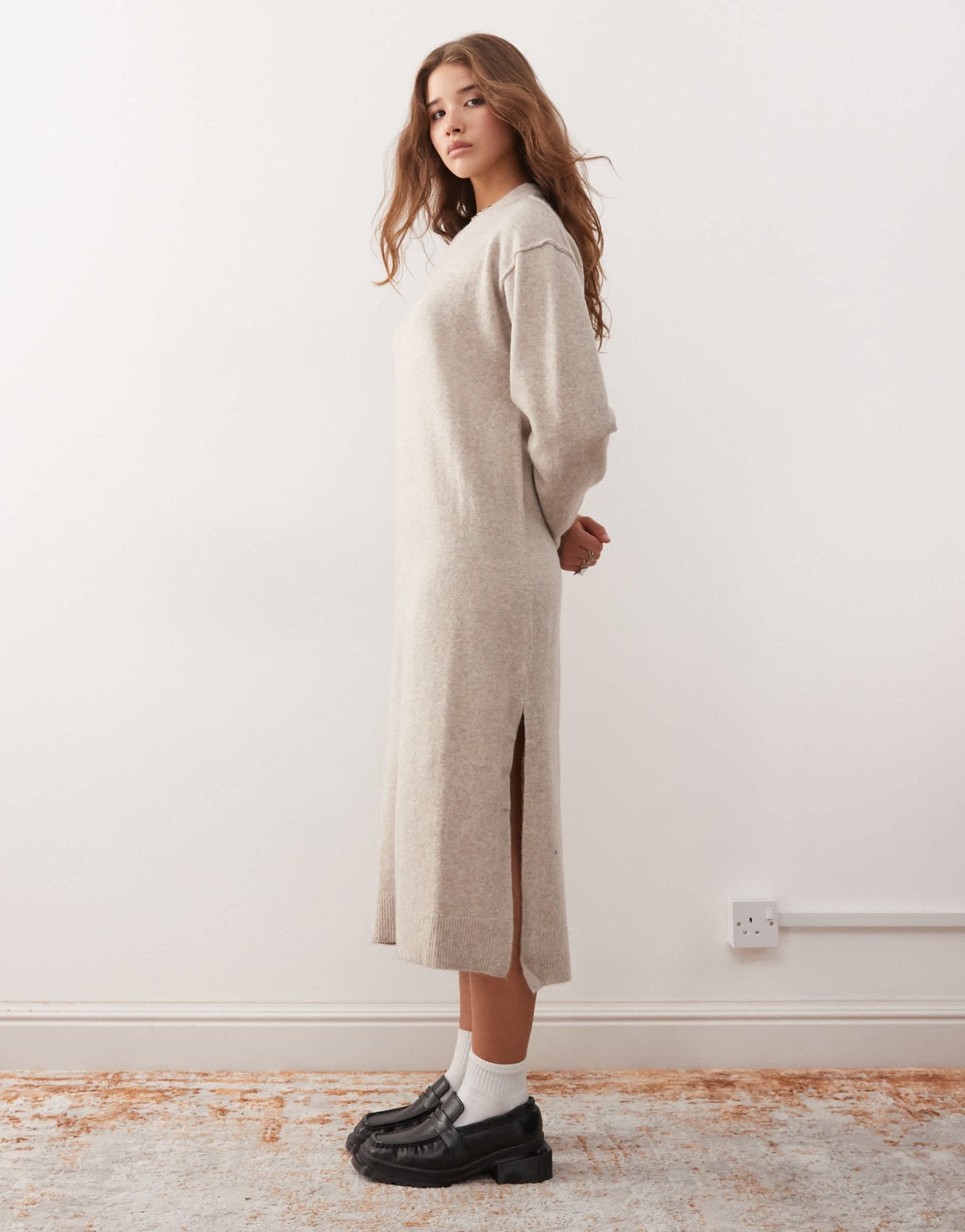 Weekday Funda wool blend knitted midaxi jumper dress with side split i ASOS Sample Sale Weekday Funda wool blend knitted midaxi jumper dress with side split i ASOS Sample Sale