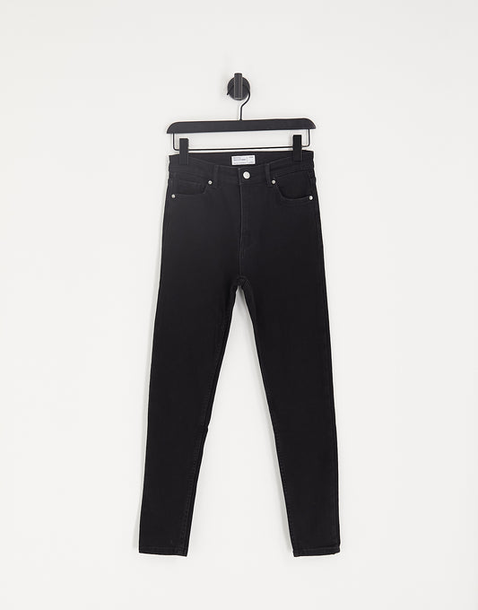 Bershka high waist skinny jean in black