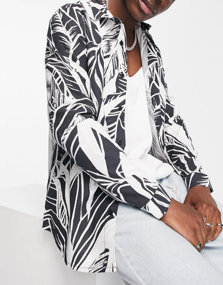 ASOS MADE IN KENYA long sleeve shirt in pink palm print ASOS Sample Sale
