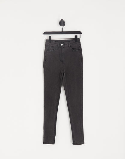 COLLUSION high waist skinny jeans in black - BLACK