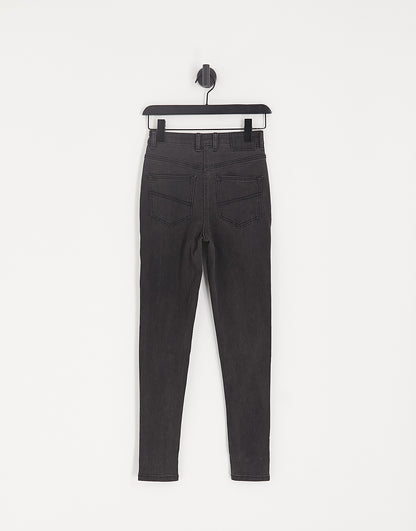 COLLUSION high waist skinny jeans in black - BLACK