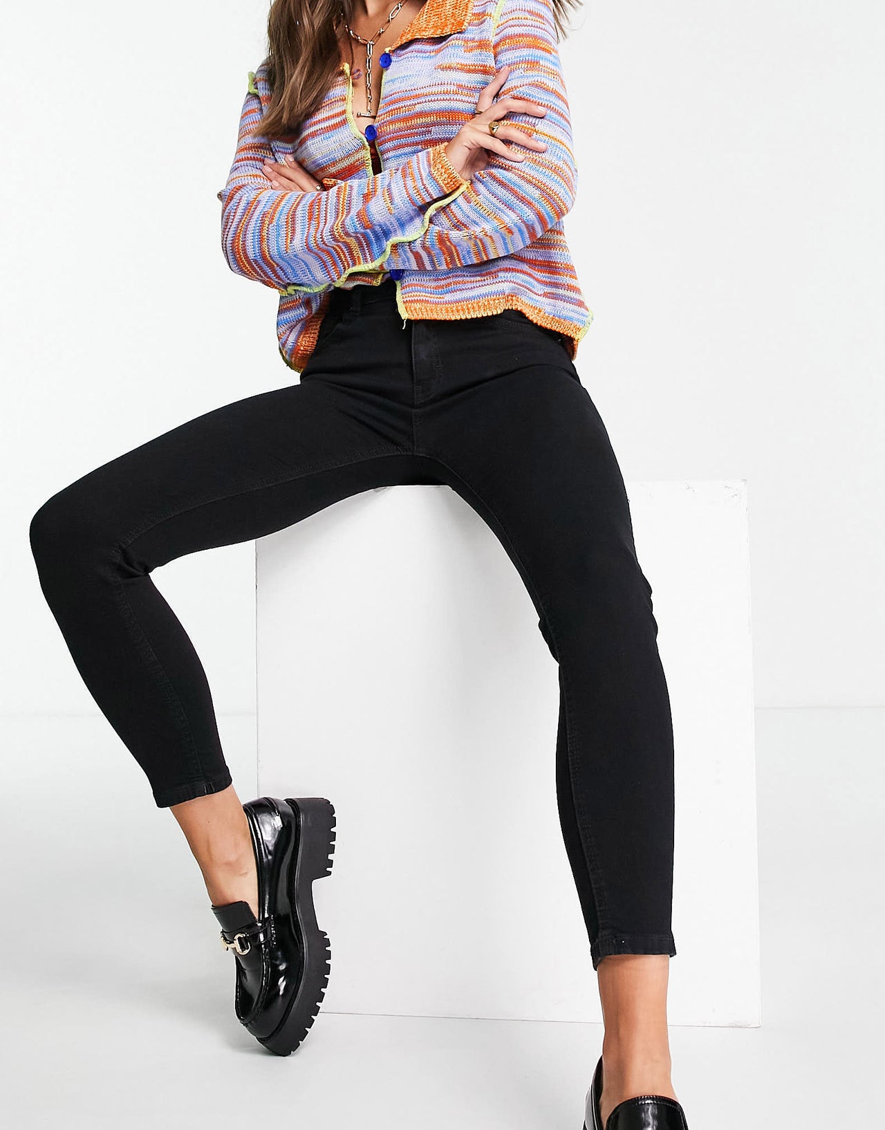 Pull&Bear Tall push up sculpt skinny jean in black