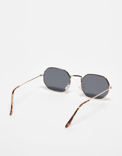 ASOS DESIGN 90s mini angled metal sunglasses with smoke lens in gold