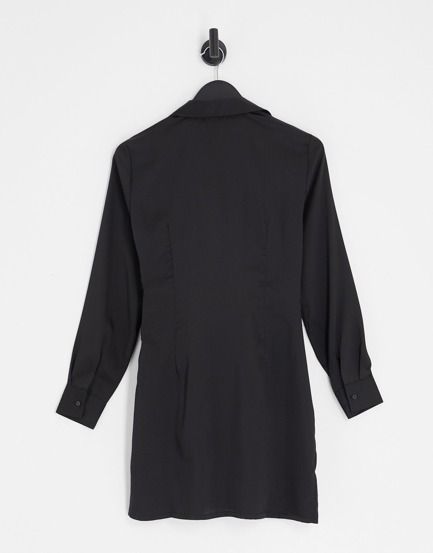 Stradivarius twist detail satin shirt dress in black