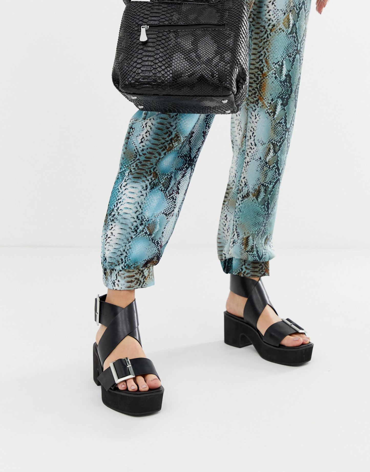 ASOS DESIGN Wide Fit Halford chunky heeled sandal in black