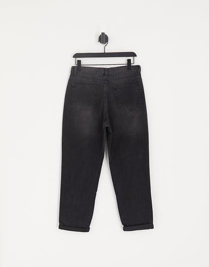 DTT Emma super high waisted mom jeans in washed black