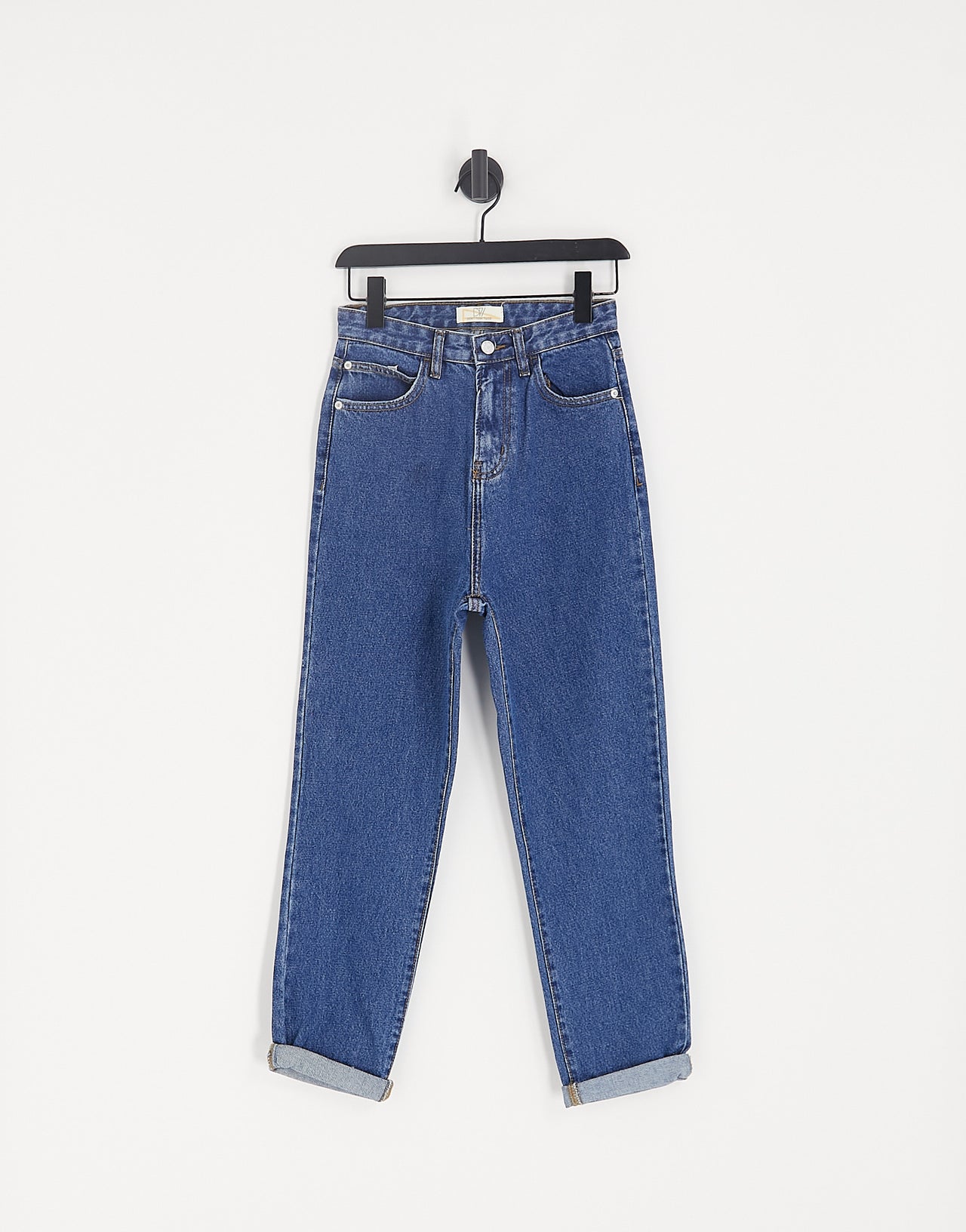 DTT Lou mom jeans in mid blue wash