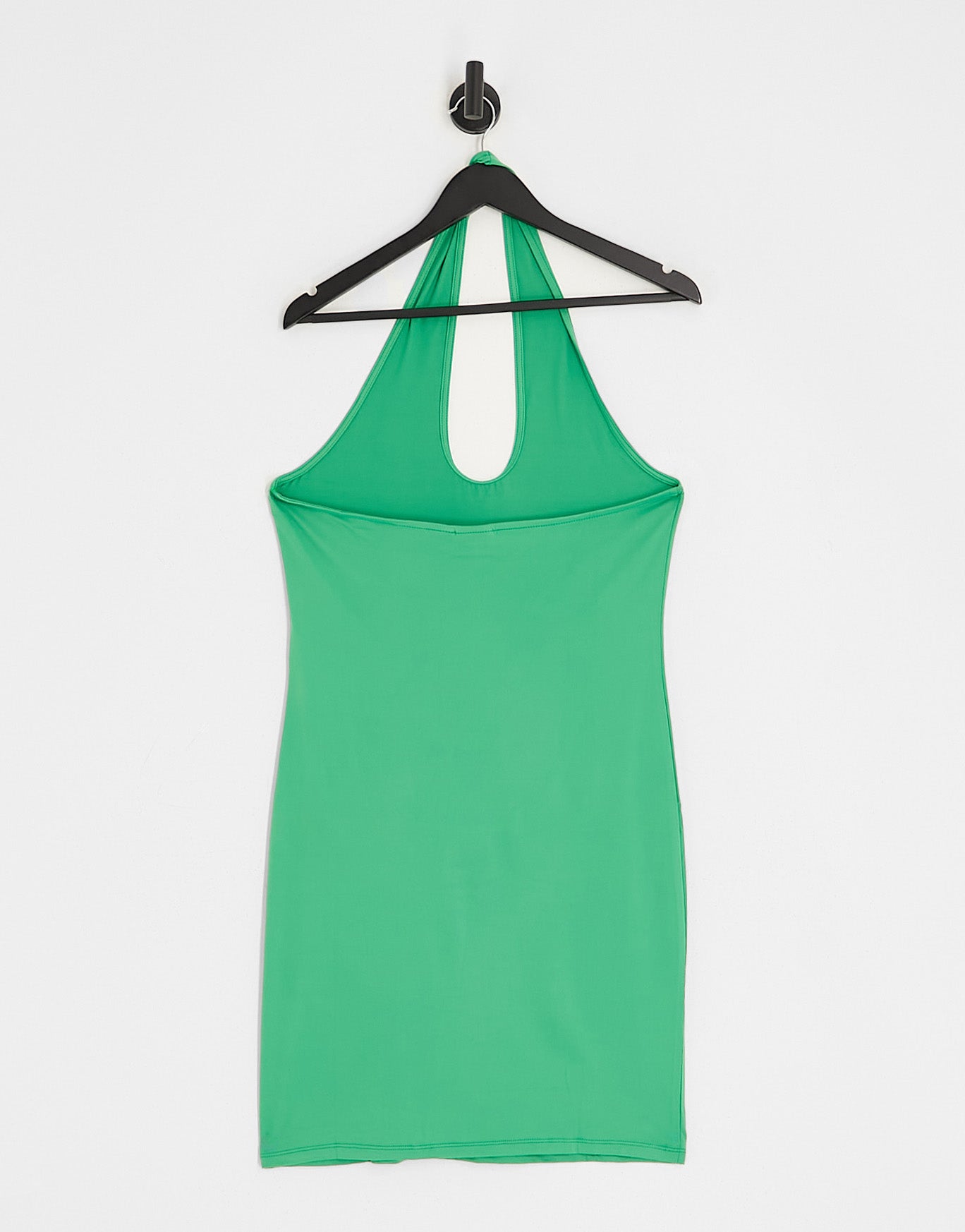 Vila halterneck crossed neck mini jersey dress in green