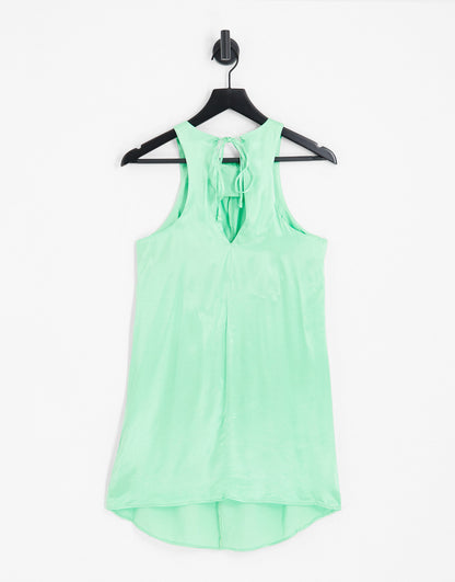 Topshop satin cut out ruch mini dress in apple