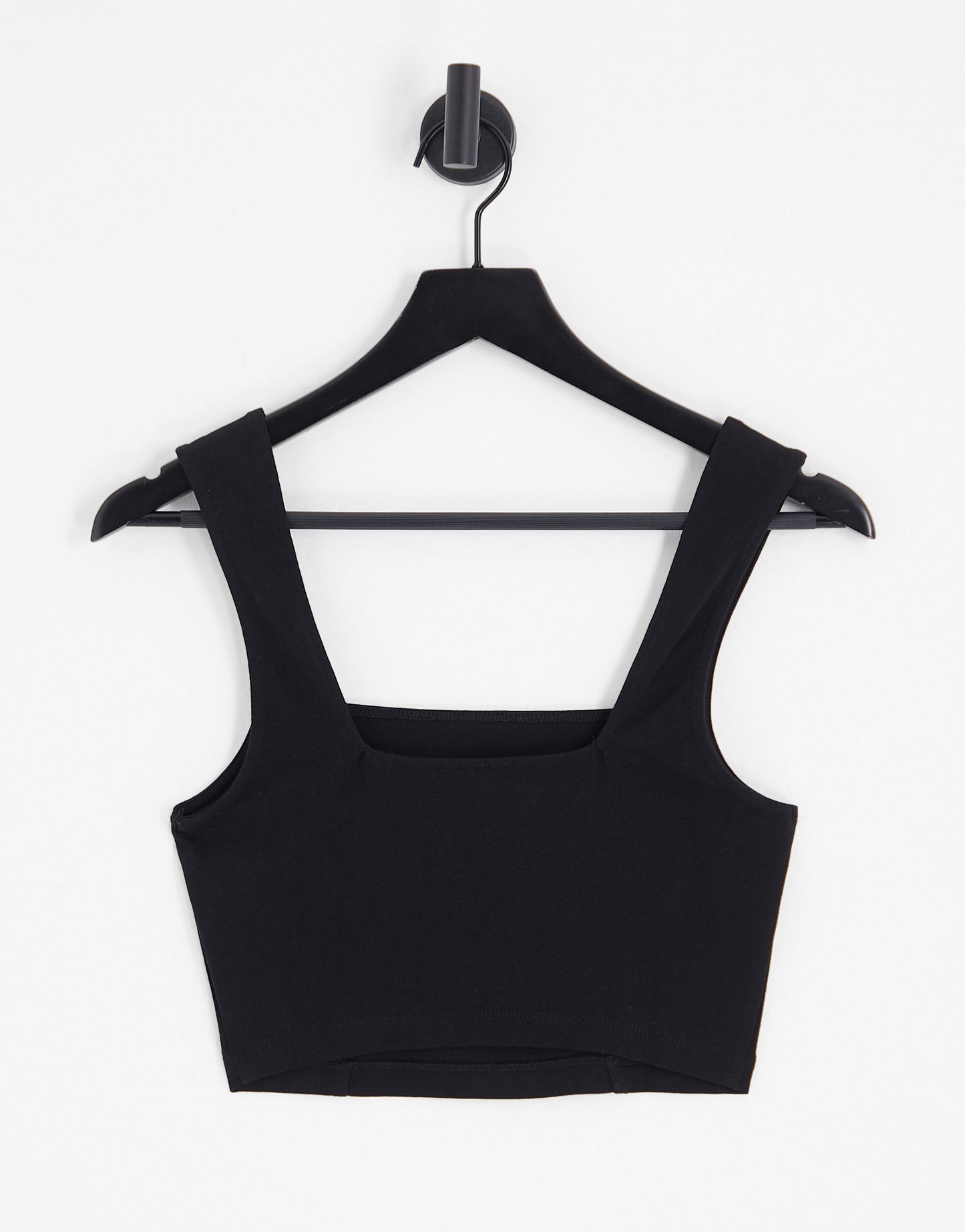 ASOS DESIGN Fuller Bust crop cami with square neck and seam detail in black