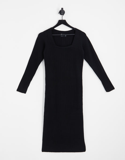 ASOS DESIGN Maternity knitted midi dress with square neck in black