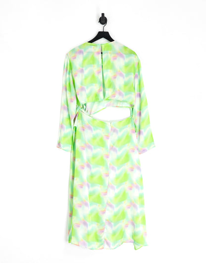 Topshop pastel watercolour cut out midi occasion dress in multi