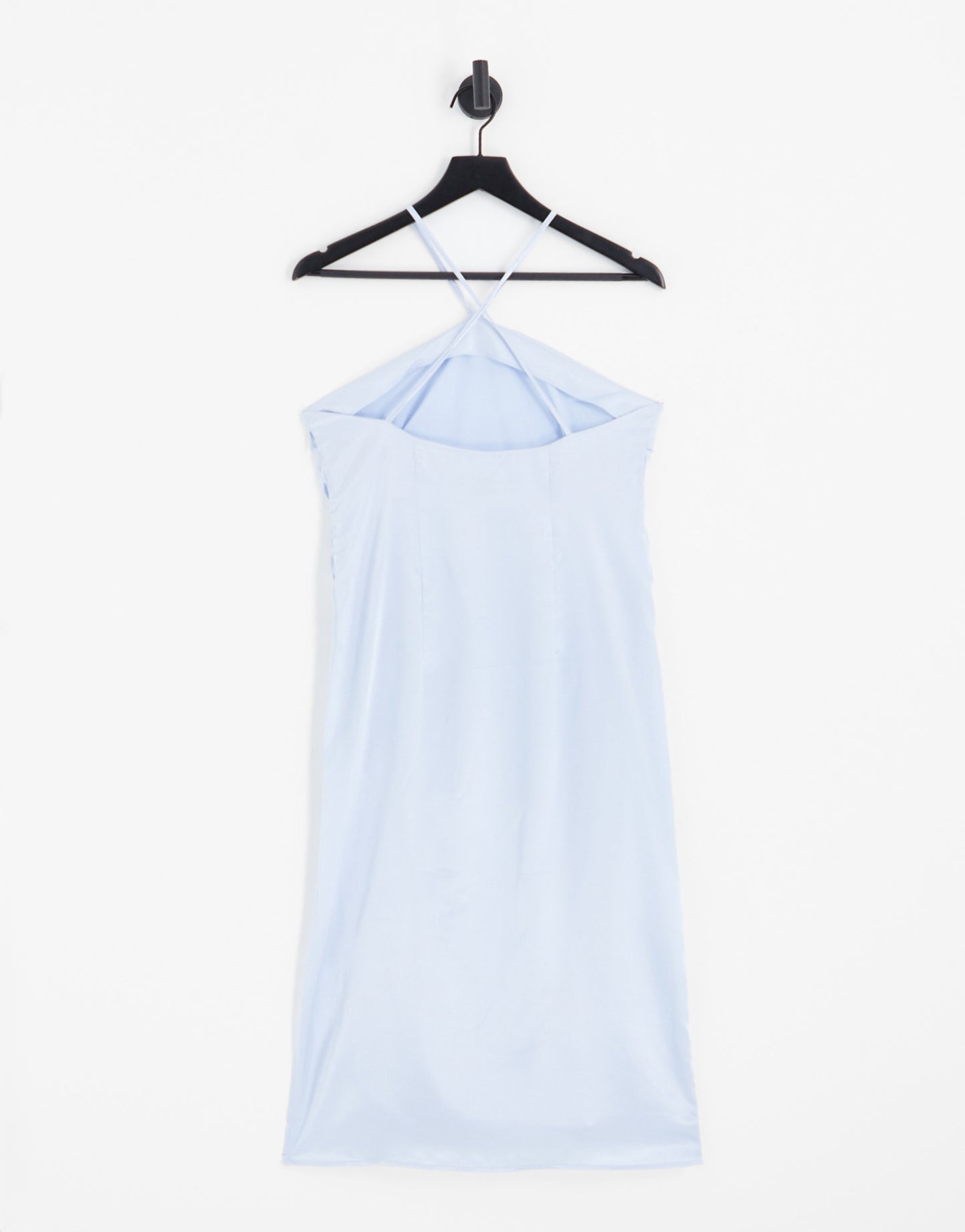 Vila satin midi halterneck dress in blue